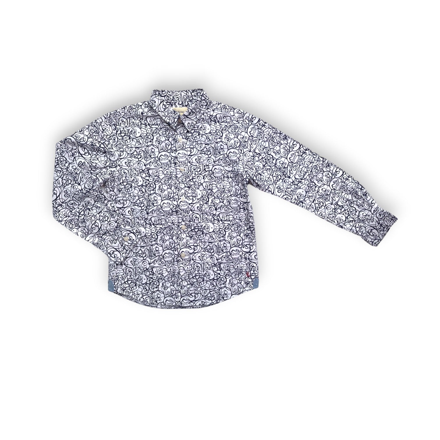 BELLEROSE - Chemise blanche à motifs abstraits bleus - 8 ans