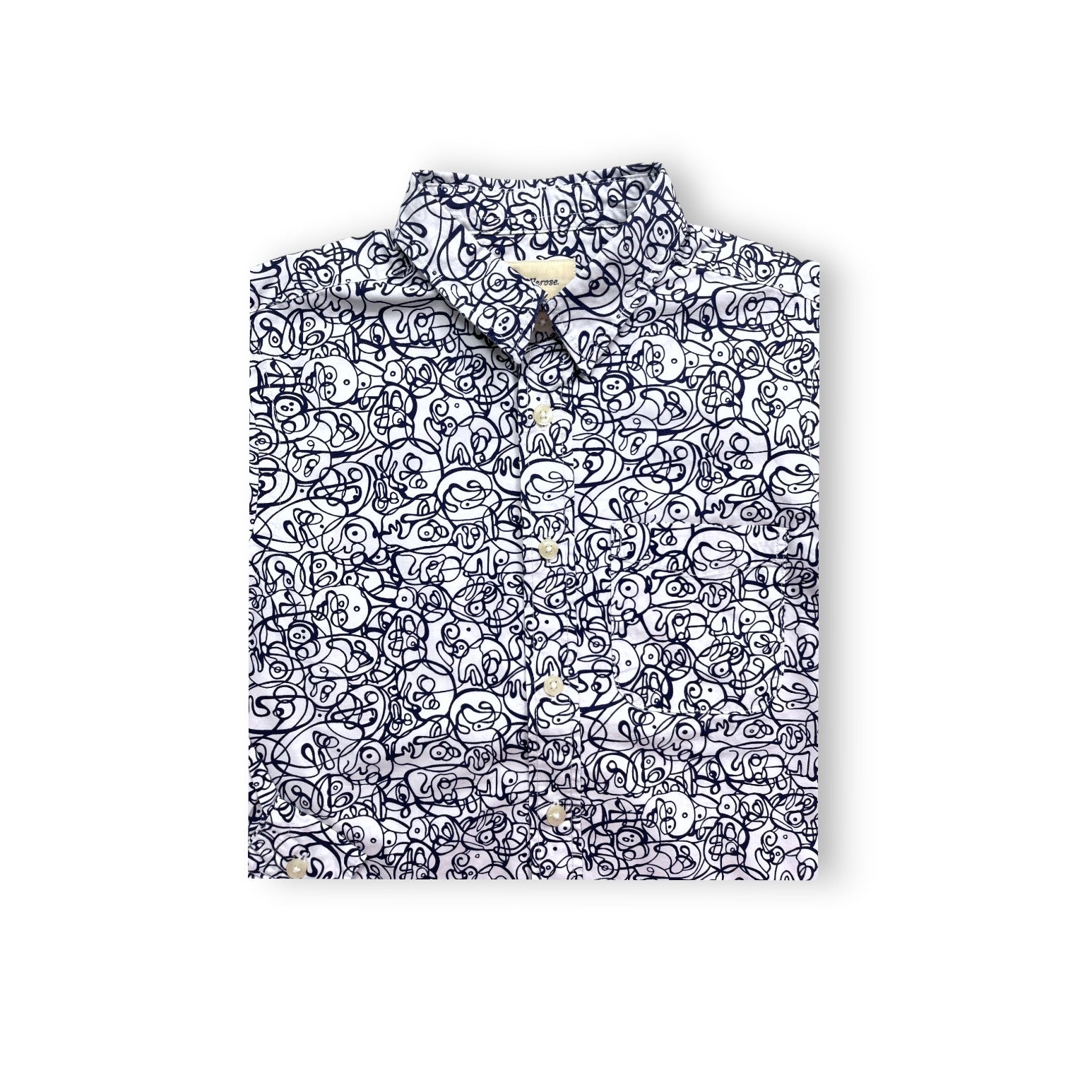 BELLEROSE - Chemise blanche à motifs abstraits bleus - 8 ans