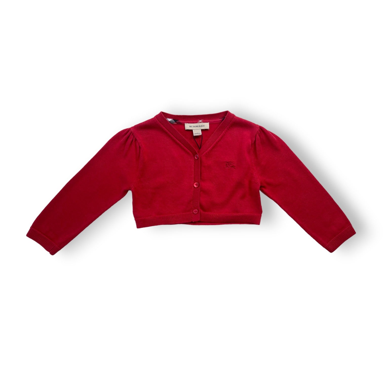 BURBERRY - Cardigan court rouge (neuf) - 12 mois
