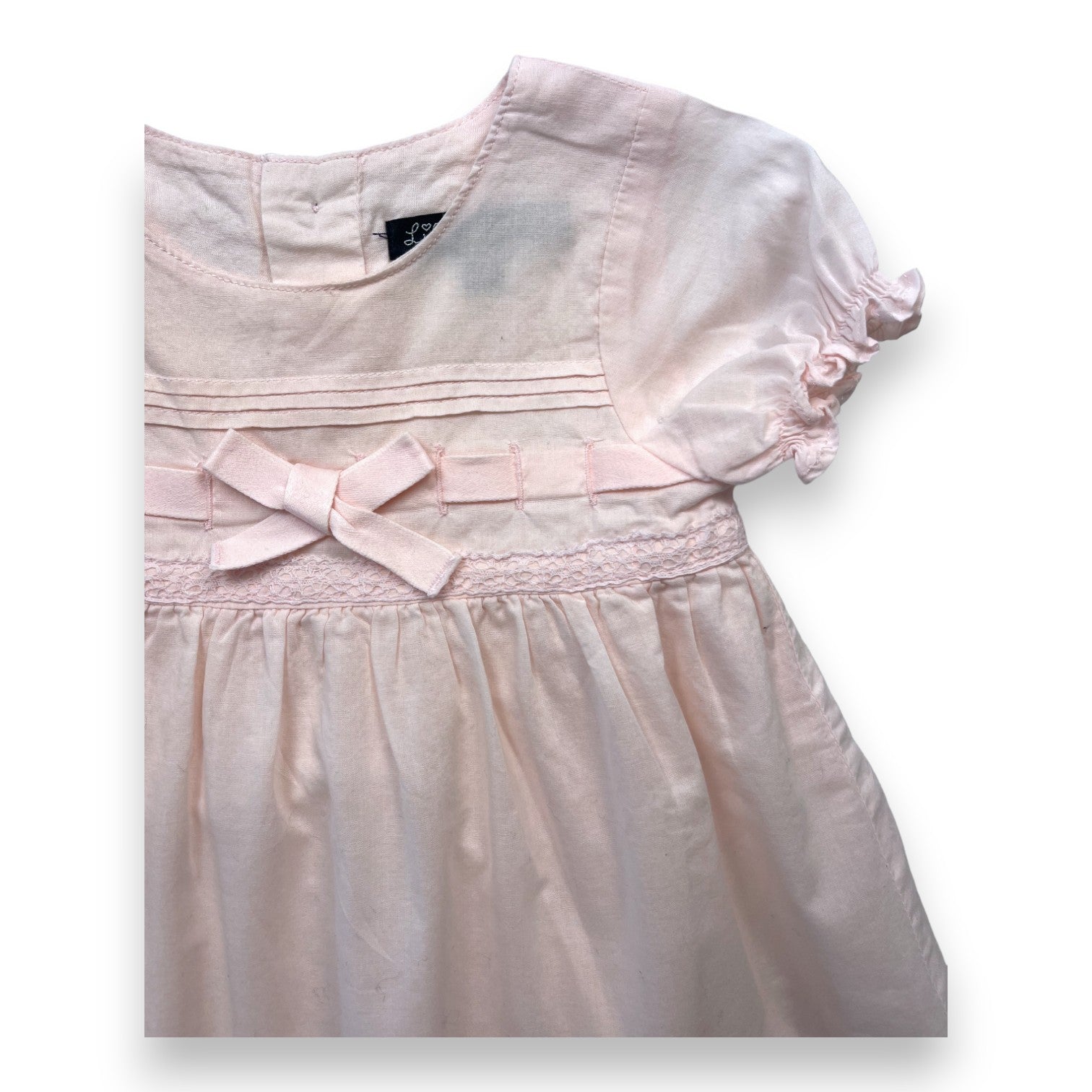 LILI GAUFRETTE - Robe rose détails dentelle - 12 mois