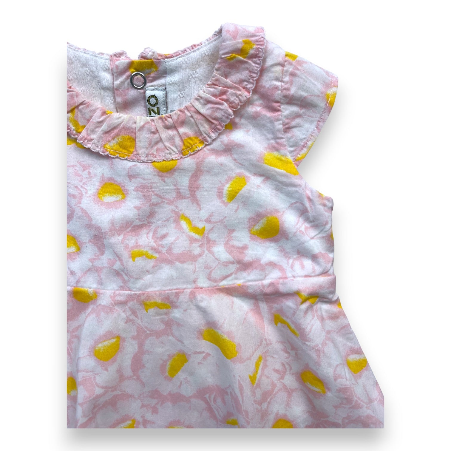 KENZO - Barboteuse rose à motifs jaunes - 3 mois