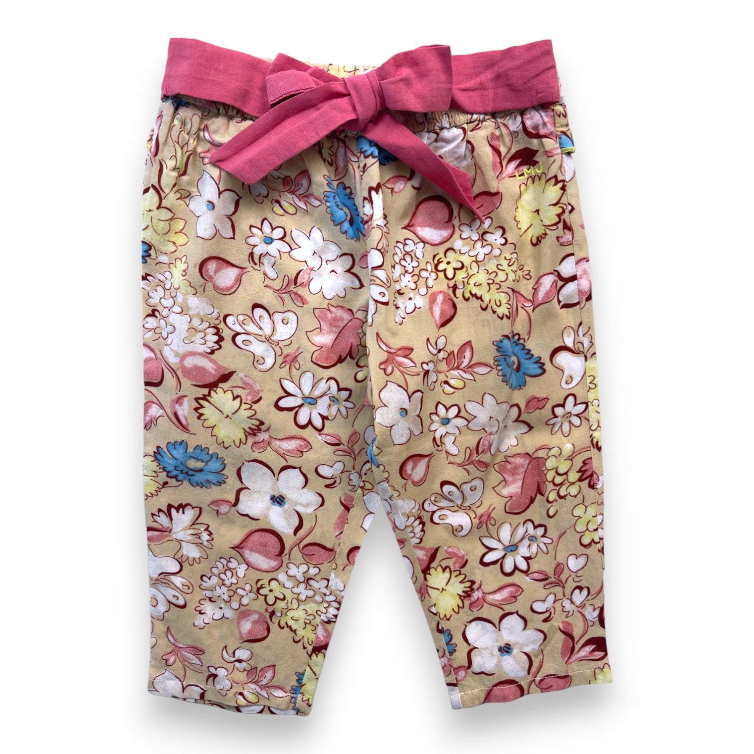 LITTLE MARC JACOBS - Pantalon fluide beige à fleurs - 12 mois