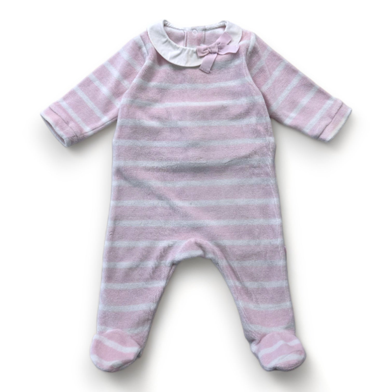 JACADI - Pyjama rose et blanc à rayures - 3 mois