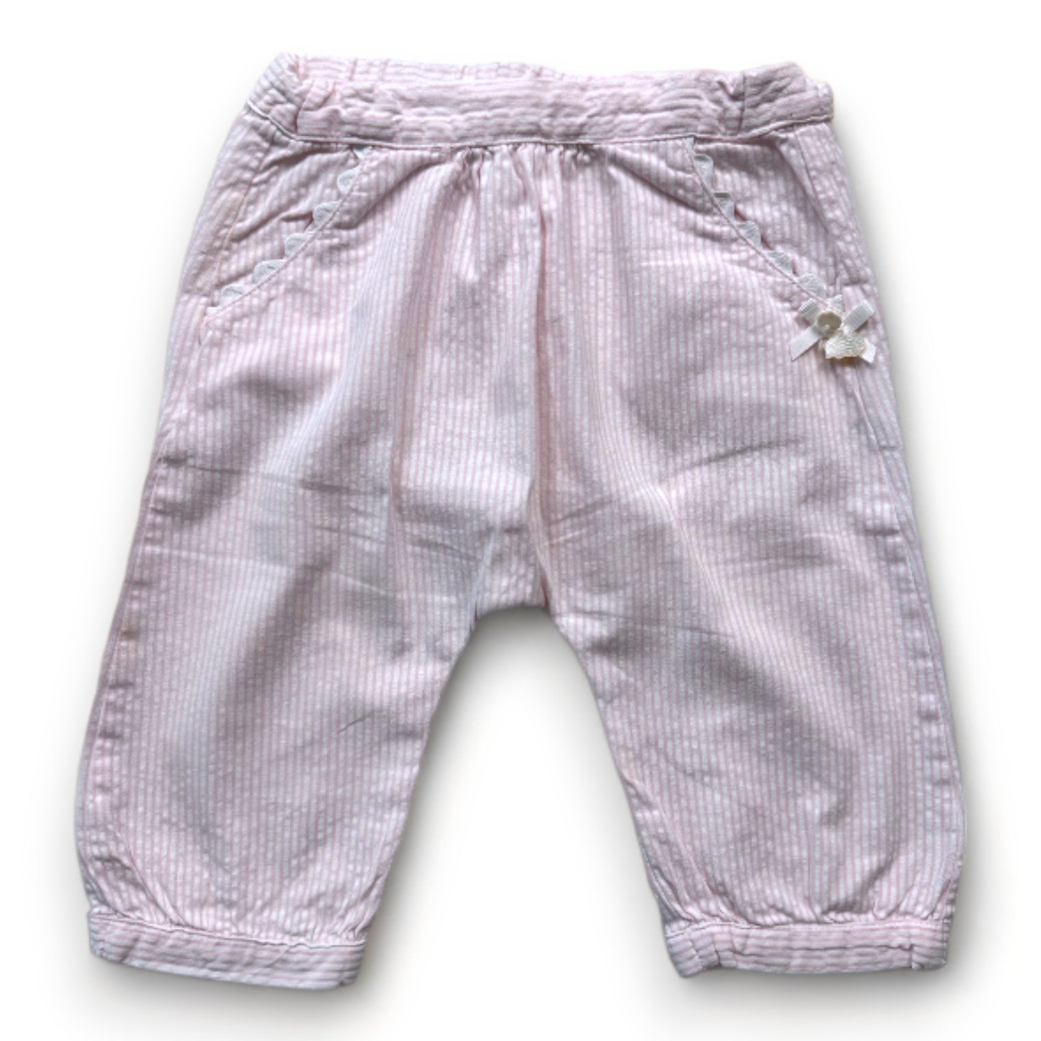 TARTINE & CHOCOLAT - Pantalon rose et blanc à rayures - 6 mois