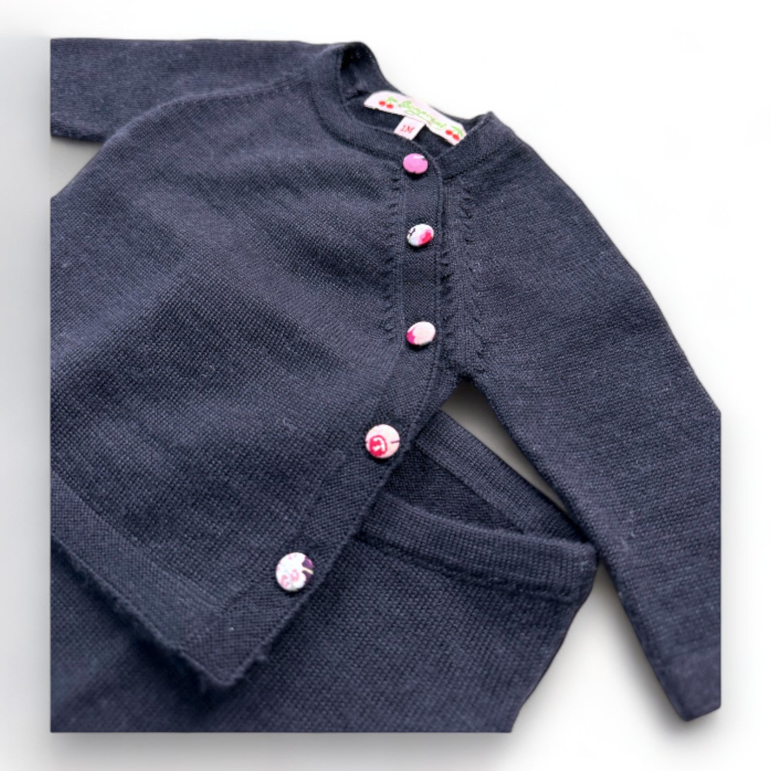 Bonpoint - Ensemble pull et pantalon en laine bleu marine - 1 mois