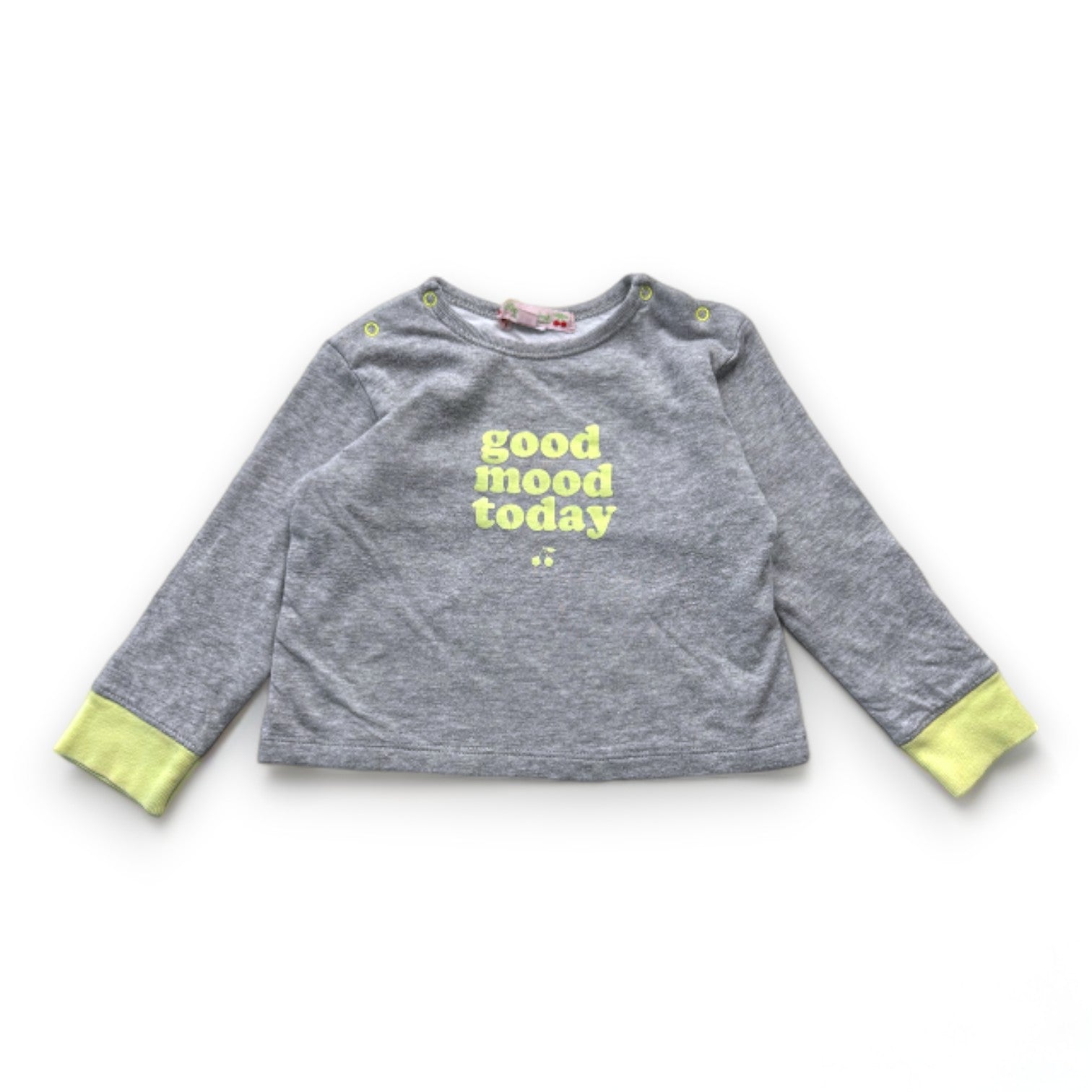 BONPOINT - Graues Langarm-T-Shirt mit Aufdruck - 12 Monate