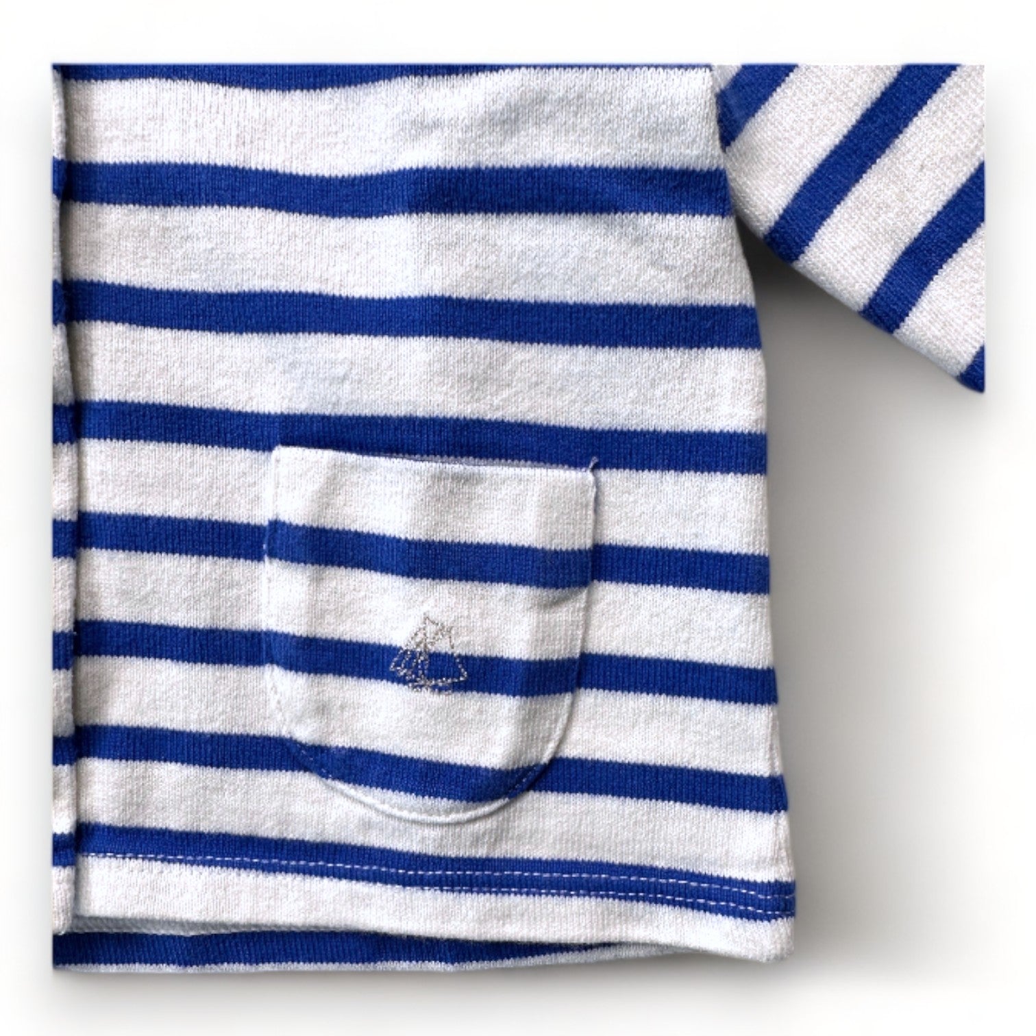 PETIT BATEAU - Cardigan bleu et blanc à rayures - 12 mois