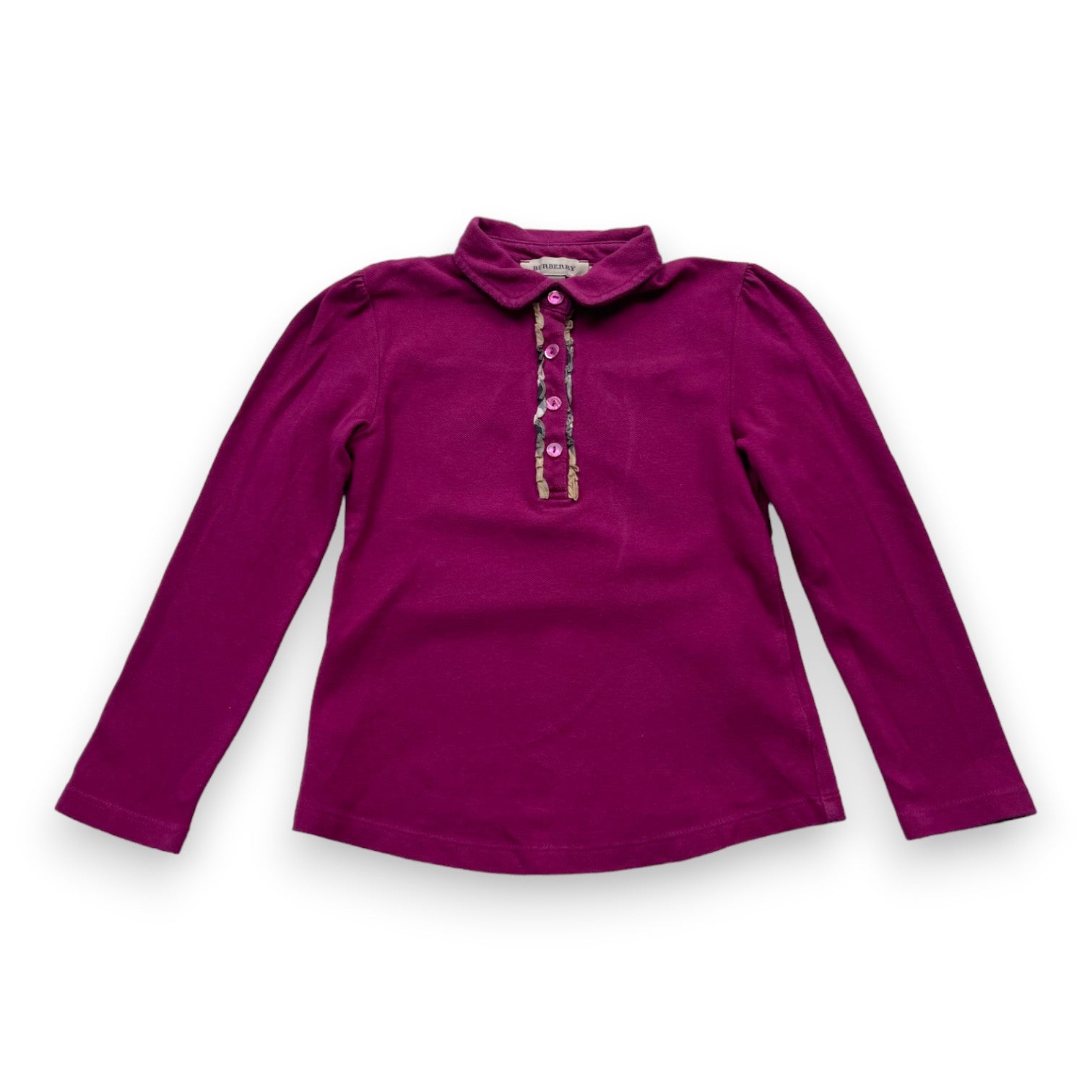 BURBERRY - Polo manches longues violet - 4 ans