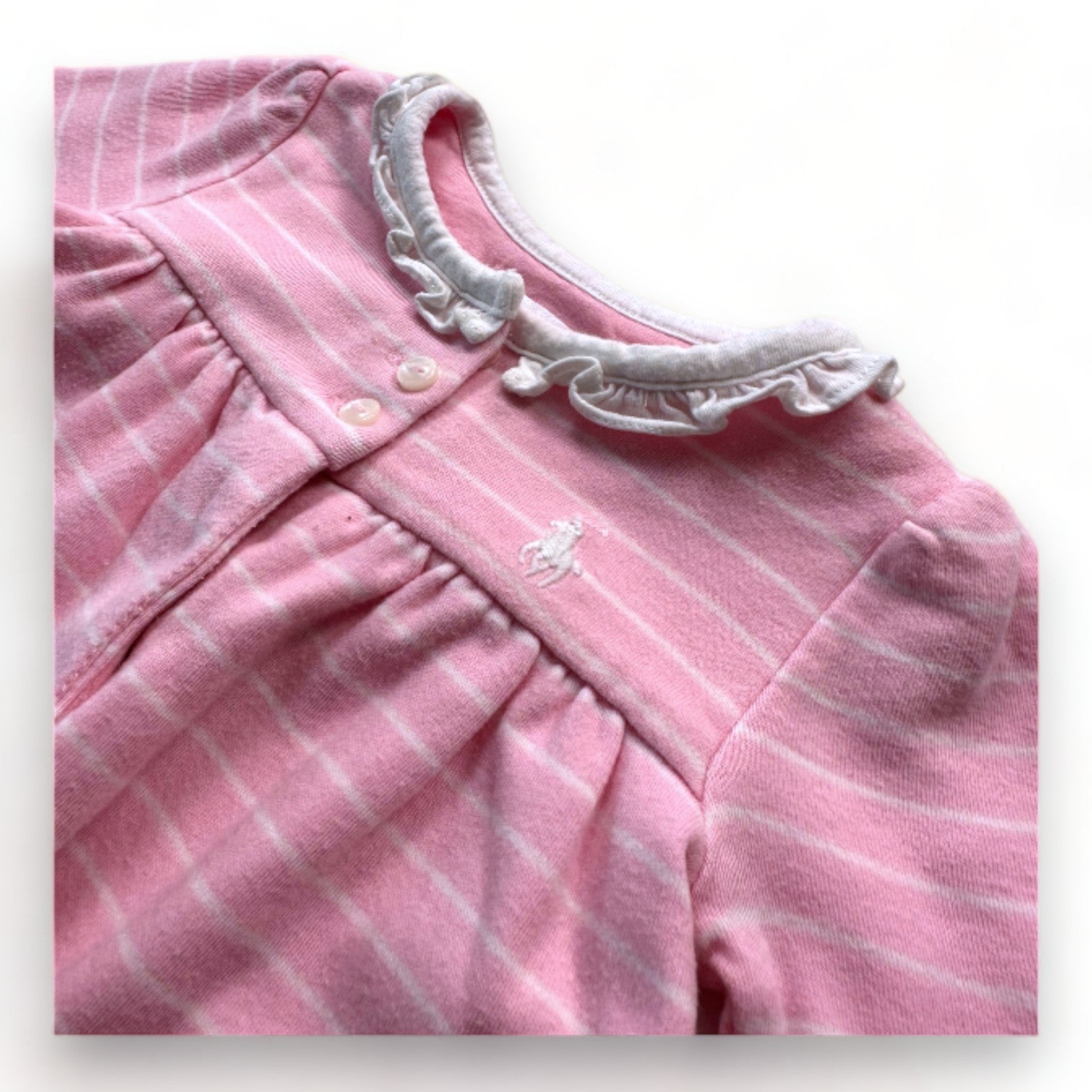 RALPH LAUREN - Rosa-weiß gestreifter Overall - 3 Monate