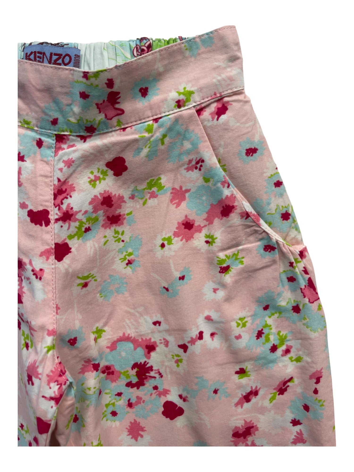 KENZO - Pantalon droit rose à fleurs - 2 ans