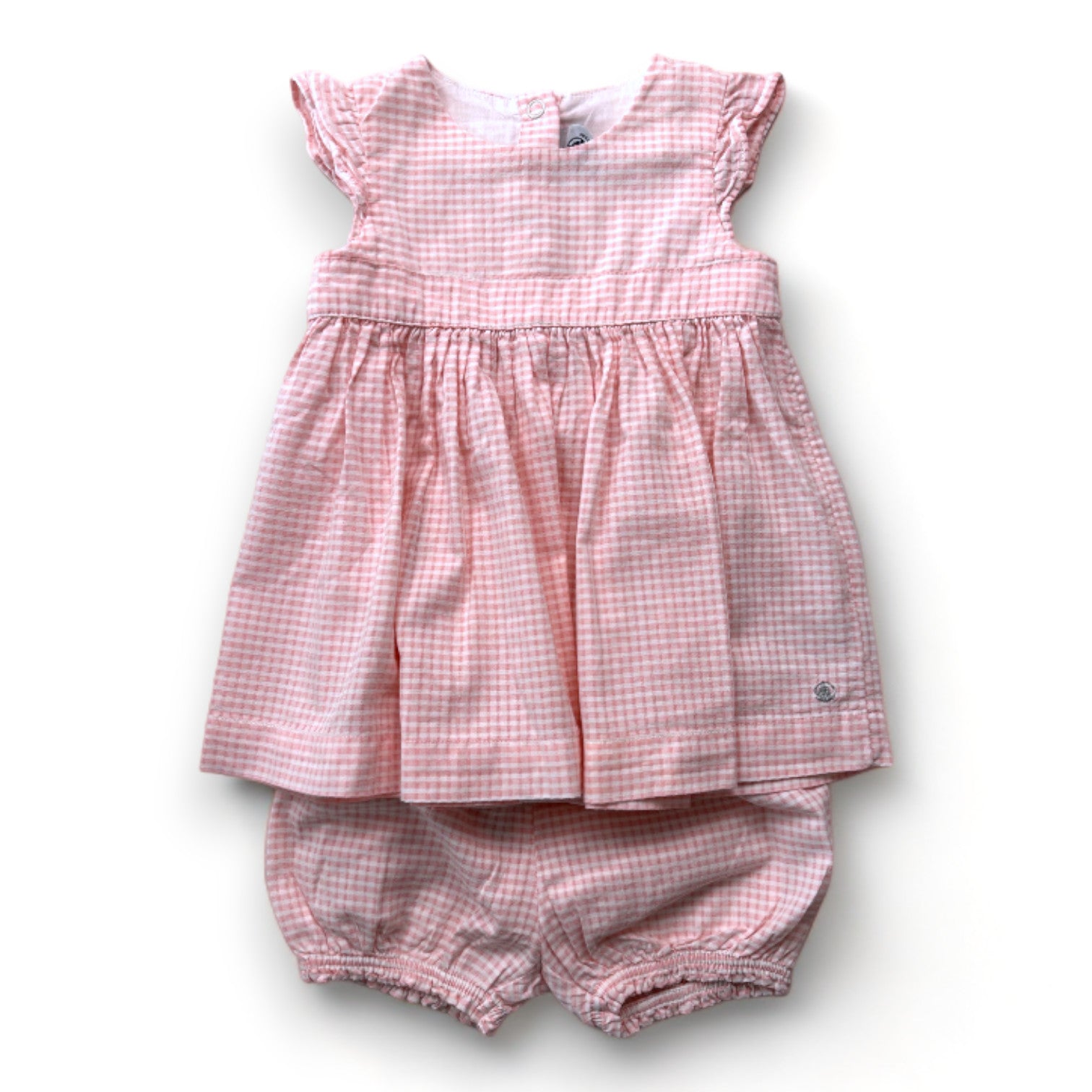 PETIT BATEAU - robe rose et blanche avec bloomer - 6 mois
