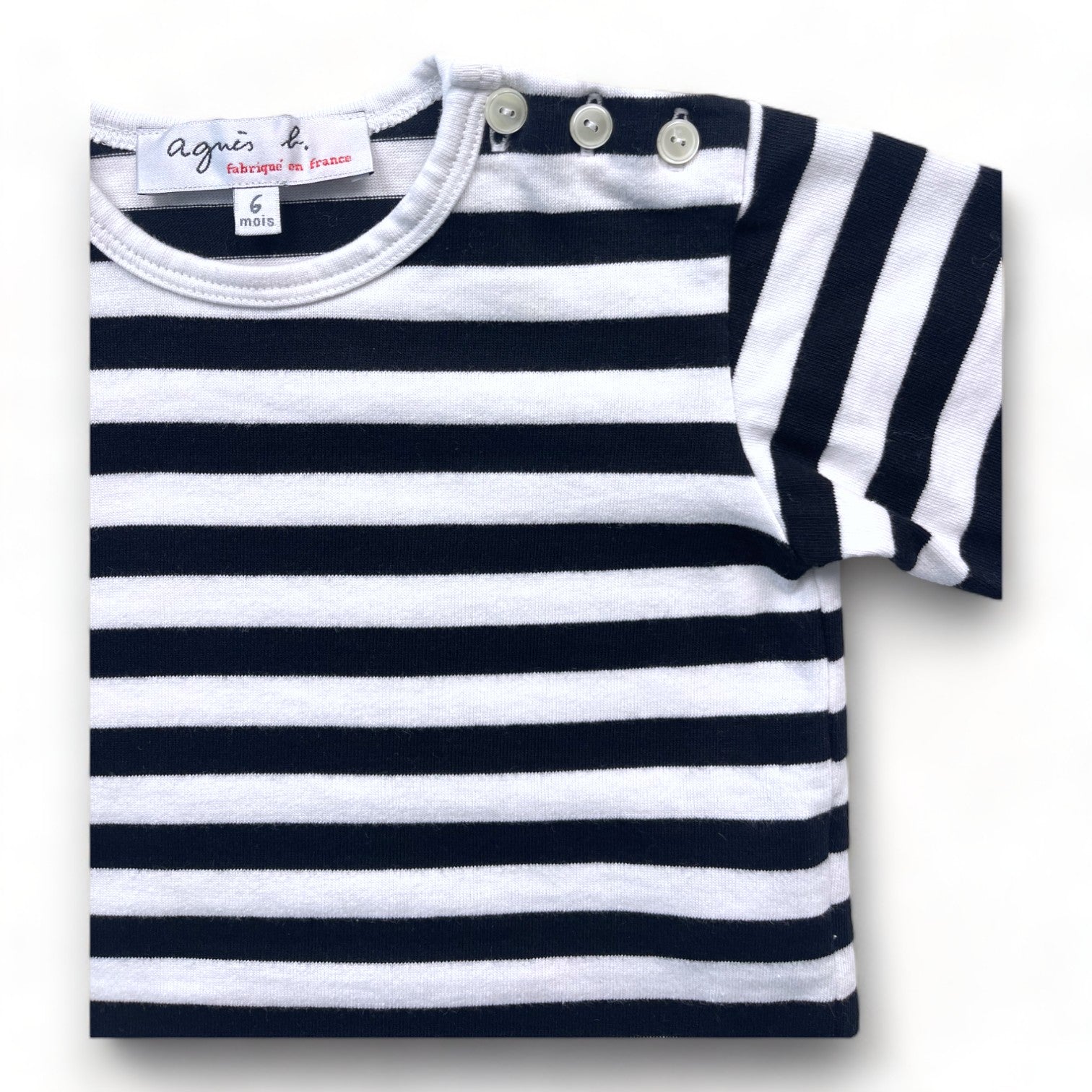 AGNÈS B - T shirt marinière noir et blanc - 6 mois