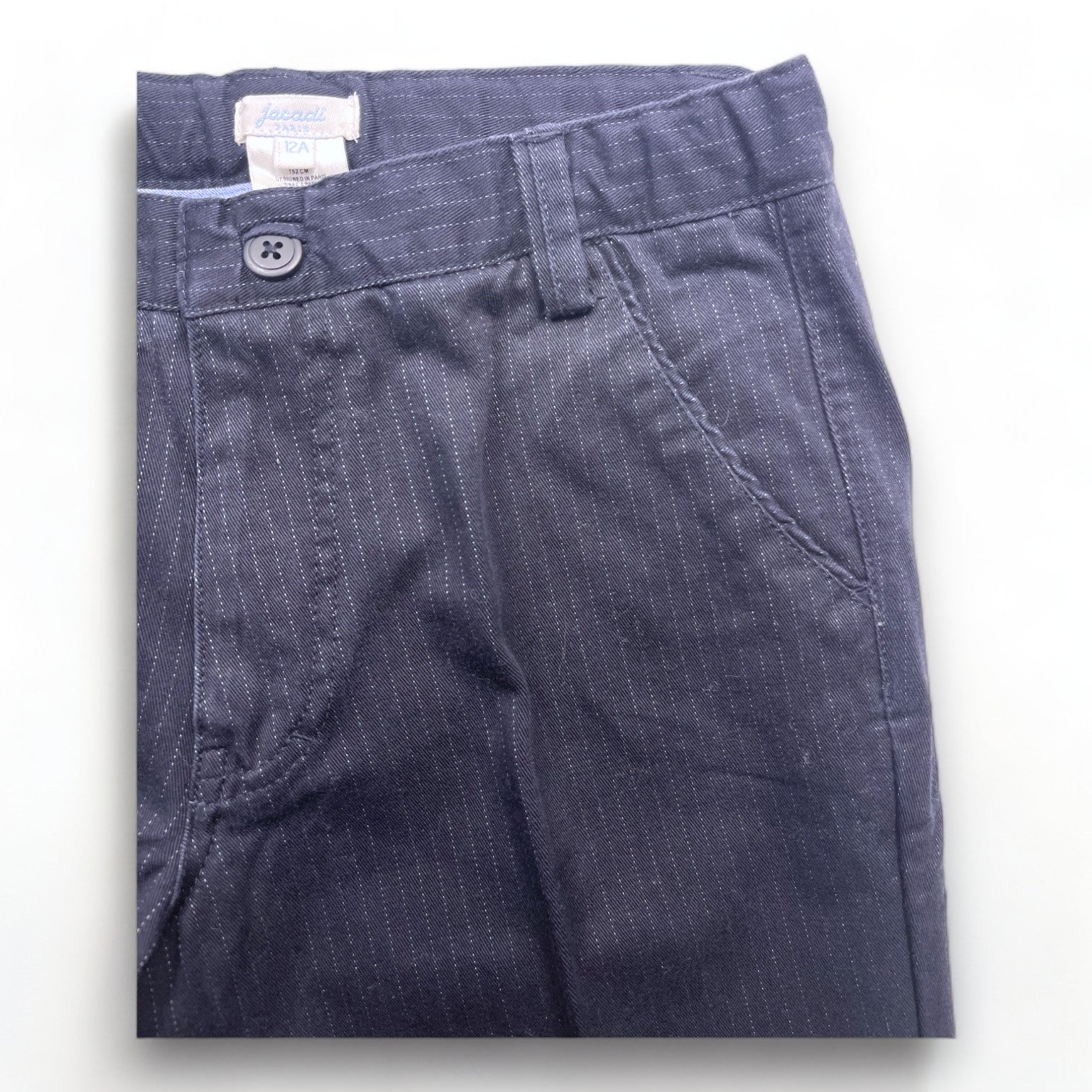 JACADI - Pantalon de costume droit bleu marine à rayures - 12 ans