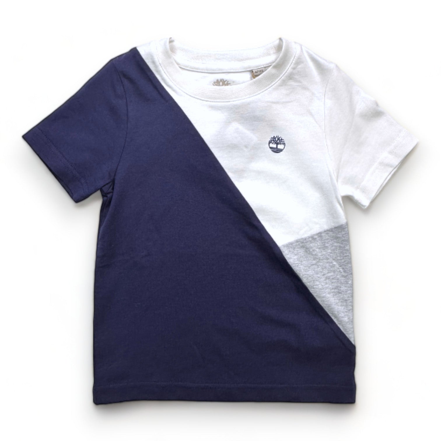 TIMBERLAND - T-shirt blanc bleu et gris neuf - 4 ans