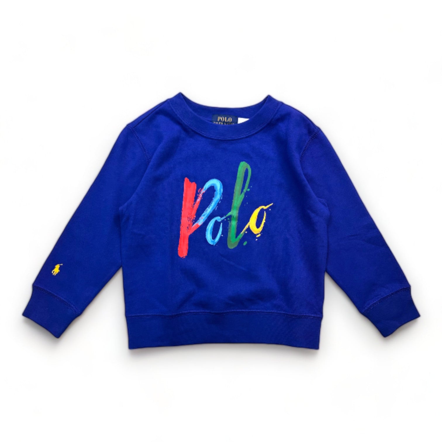 RALPH LAUREN - Sweat bleu avec imprimé "Polo" neuf - 3 ans