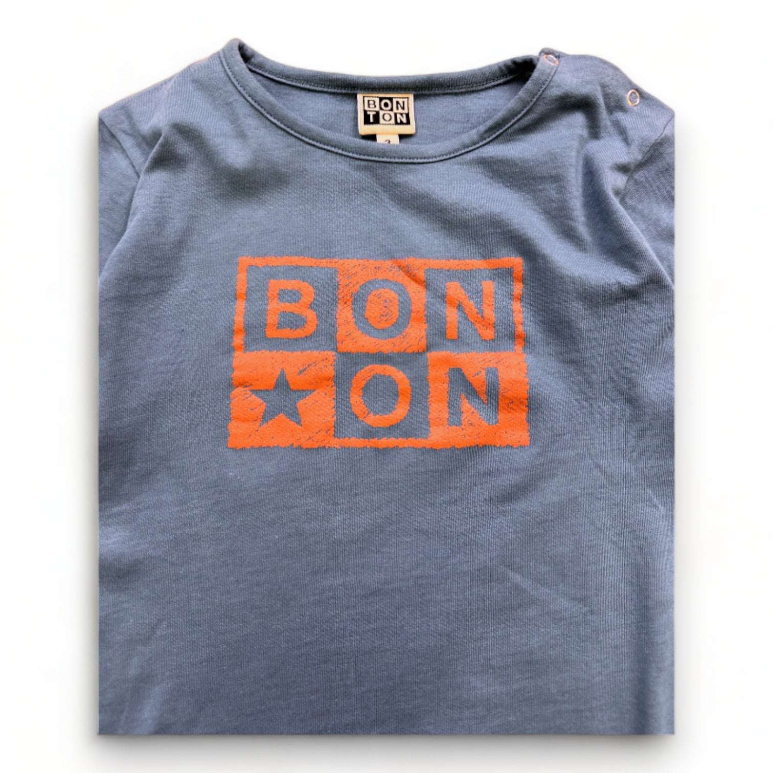 BONTON - T-shirt à manches longues bleu avec imprimé "Bonton" - 3 ans