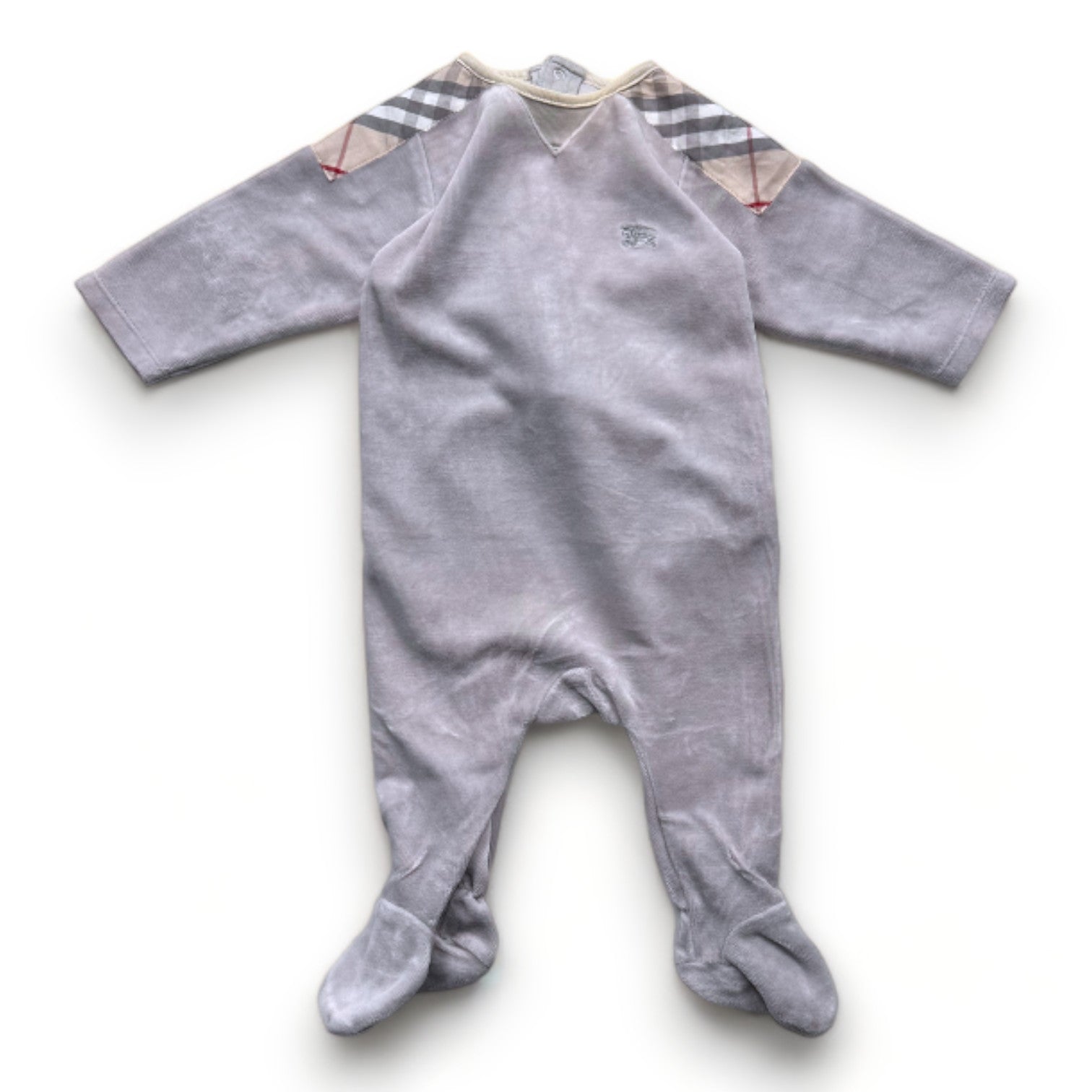 BURBERRY - Pyjama gris avec imprimé Burberry - 3 mois