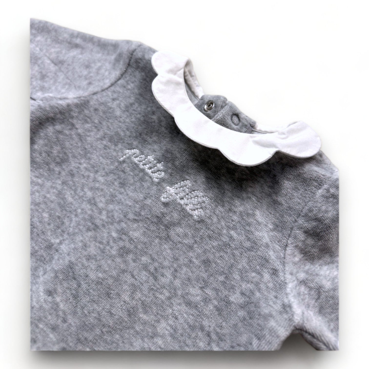 JACADI - Pyjama gris avec col blanc - 12 mois