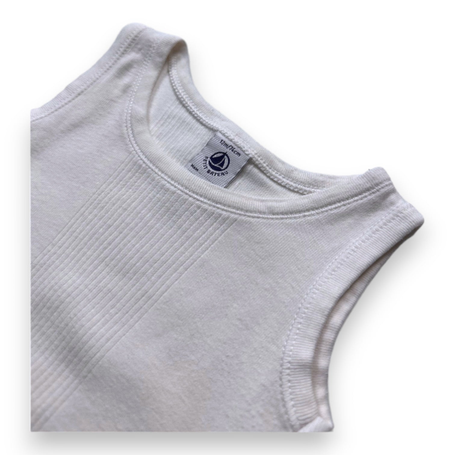 PETIT BATEAU - Bodie à manches courtes blanc - 12 mois