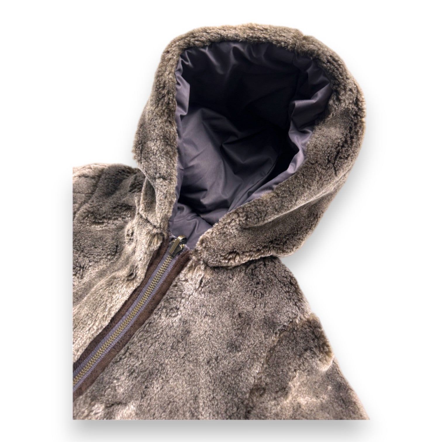 LILI GAUFRETTE - Wendbarer brauner Kunstpelzmantel - 18 Monate