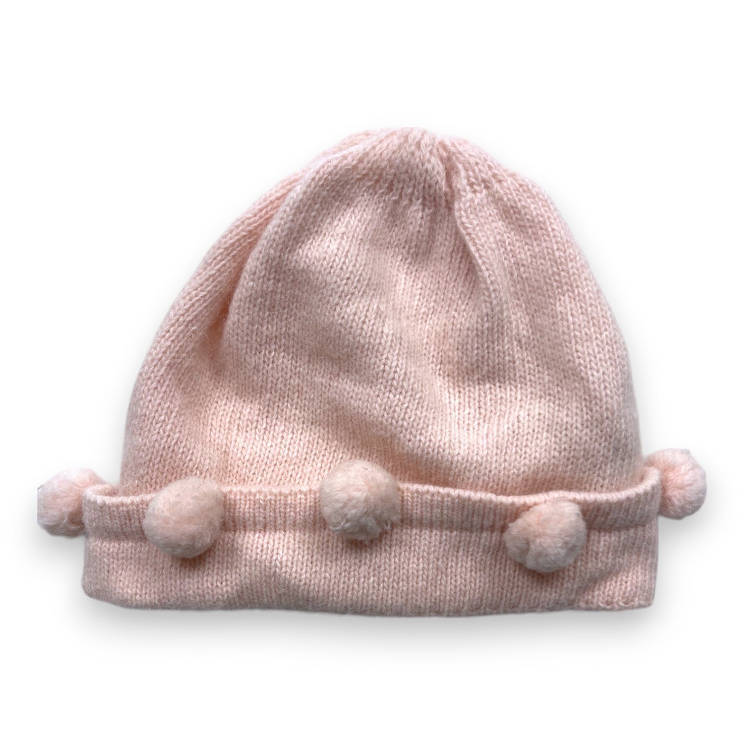 STORY LORIS - Bonnet en laine rose à pompoms - 3/6 mois