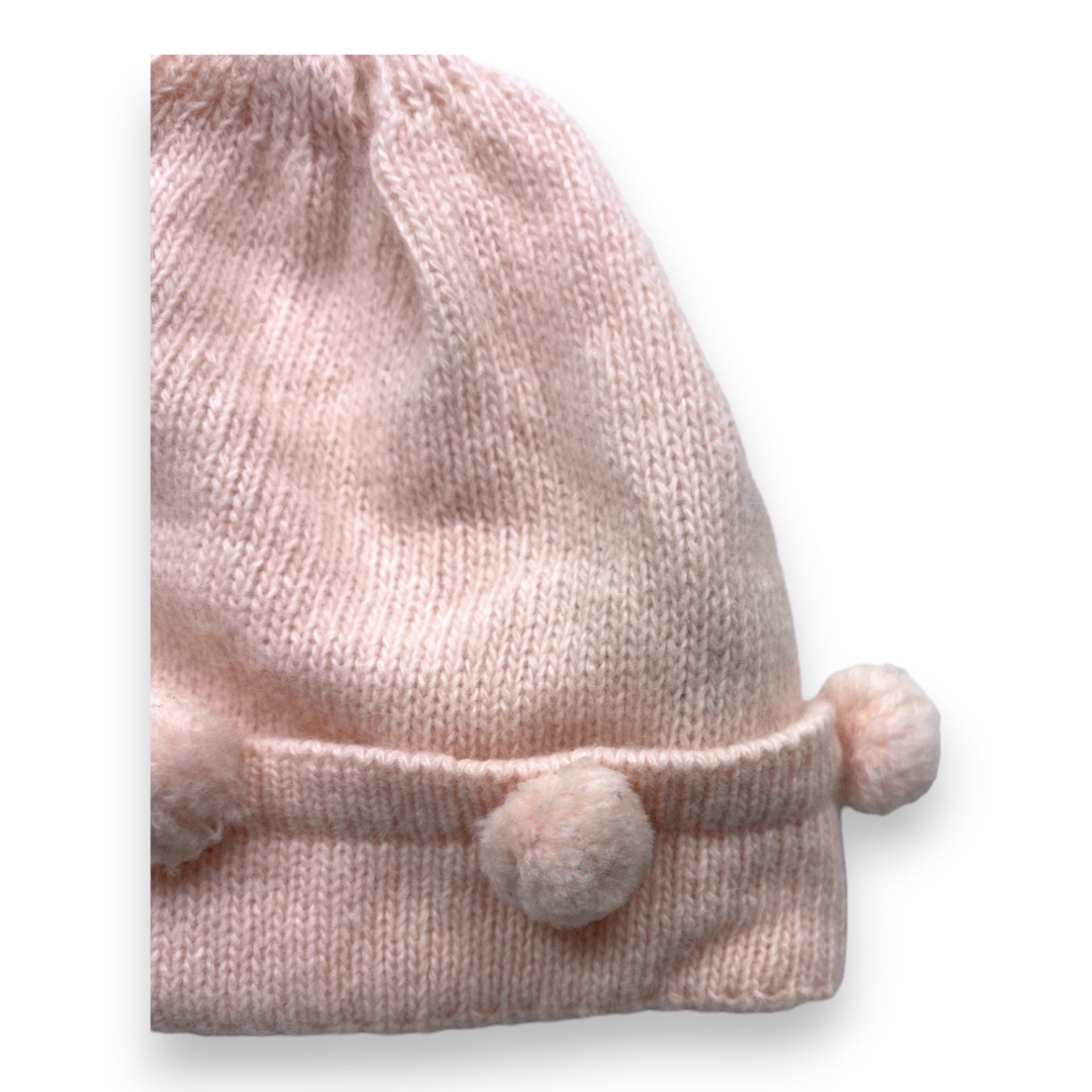 STORY LORIS - Bonnet en laine rose à pompoms - 3/6 mois