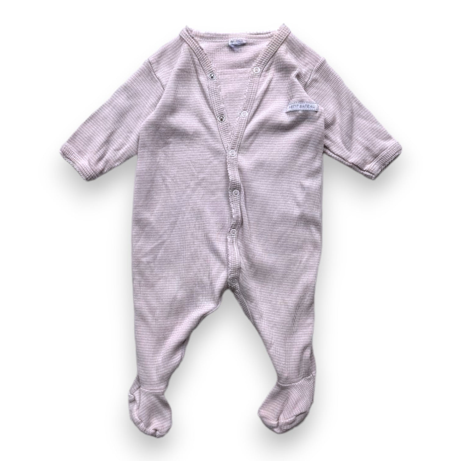 PETIT BATEAU - Pyjama violet et jaune à rayures - 3 mois
