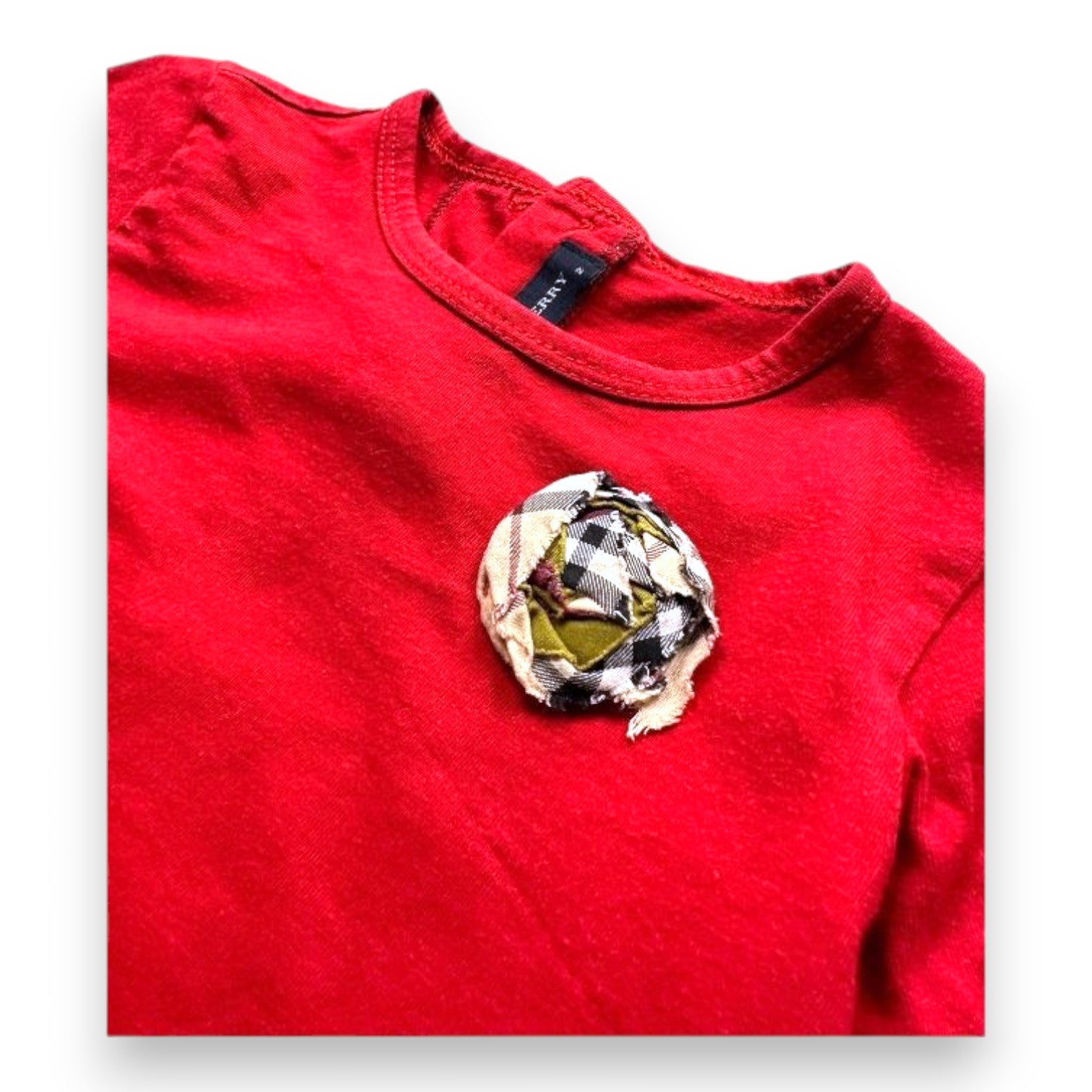 BURBERRY - T-shirt rouge à manches longues - 2 ans