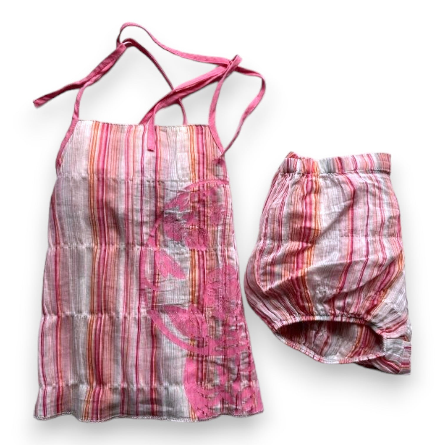KENZO - Ensemble débardeur et t-shirt rose à rayures - 6 mois