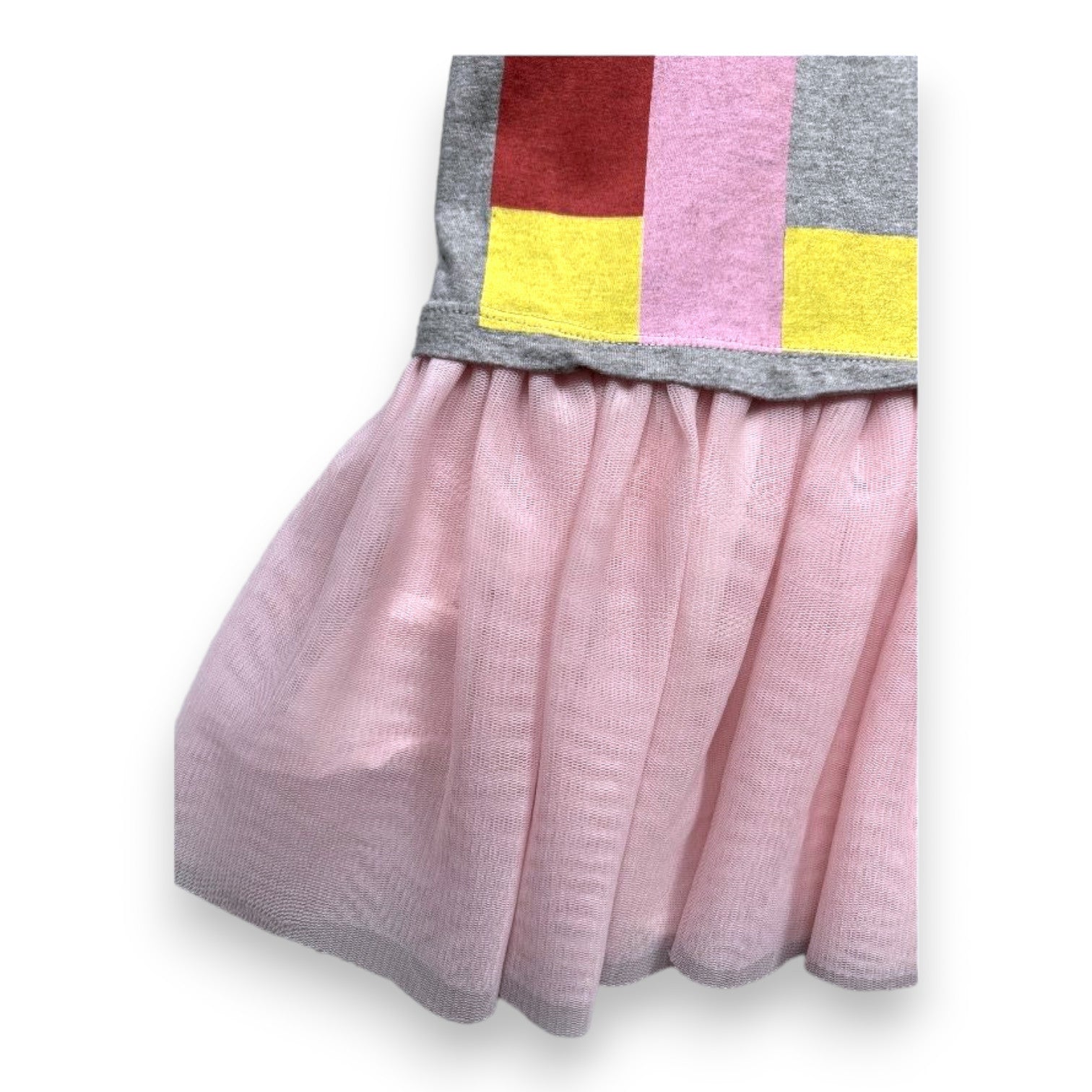 FENDI - Robe grise avec imprimé et jupe en tulle rose - 4 ans