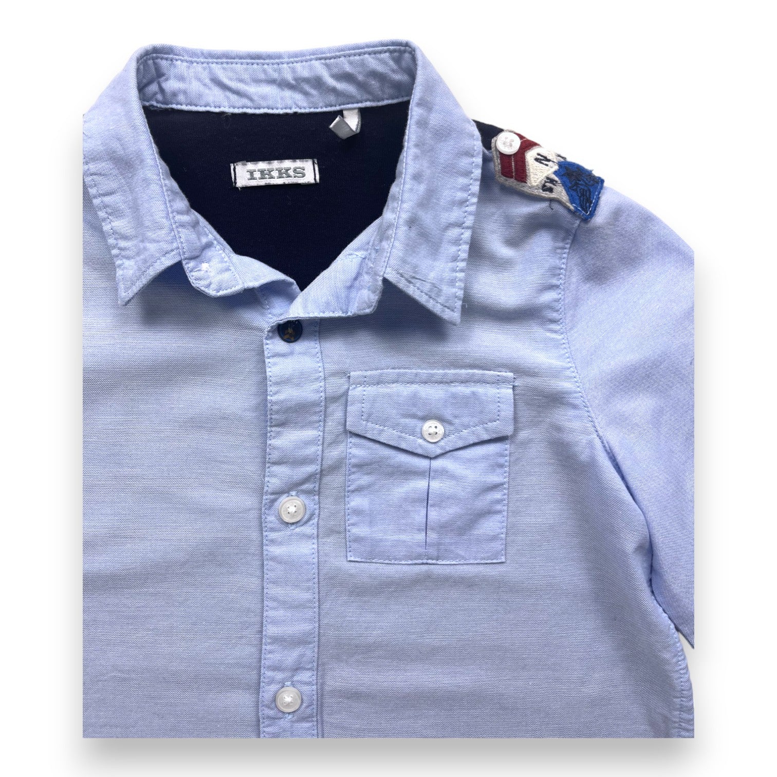 IKKS - Blaues Zwei-Material-Shirt - 2 Jahre