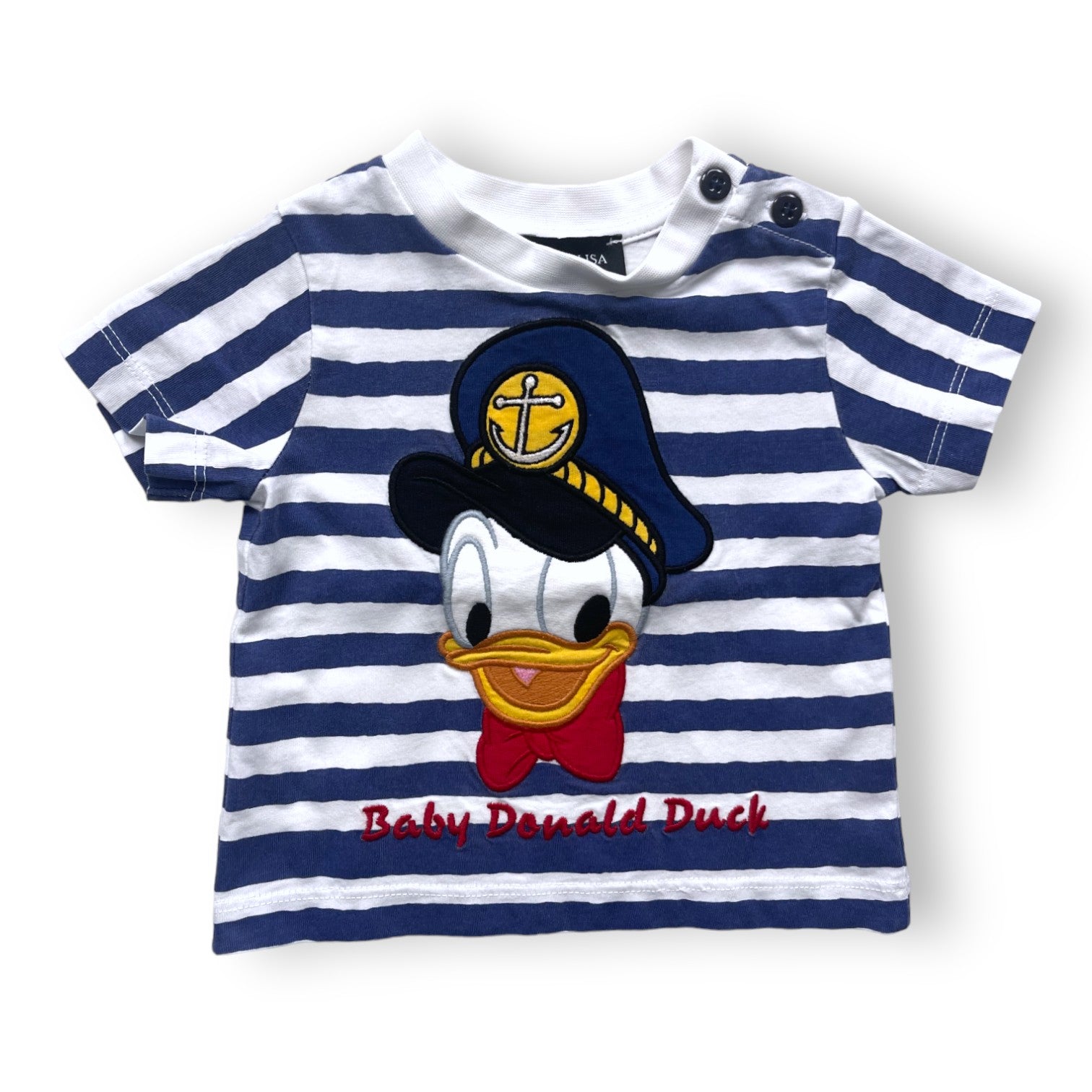 MONNALISA - T shirt rayé bleu Donald Duck - 12 mois
