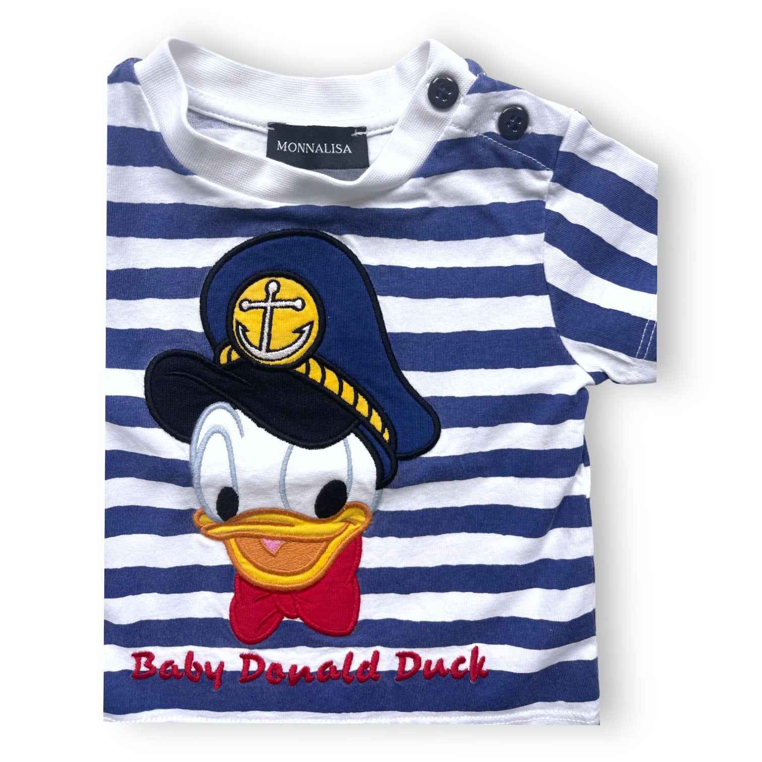 MONNALISA - T shirt rayé bleu Donald Duck - 12 mois