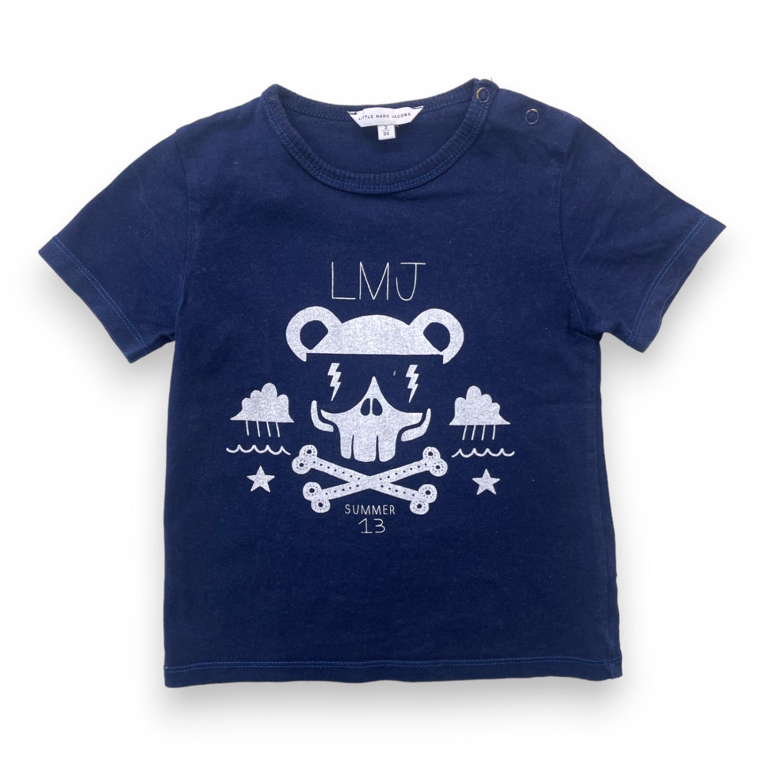 LITTLE MARC JACOBS - T shirt bleu marine à motifs - 3 ans