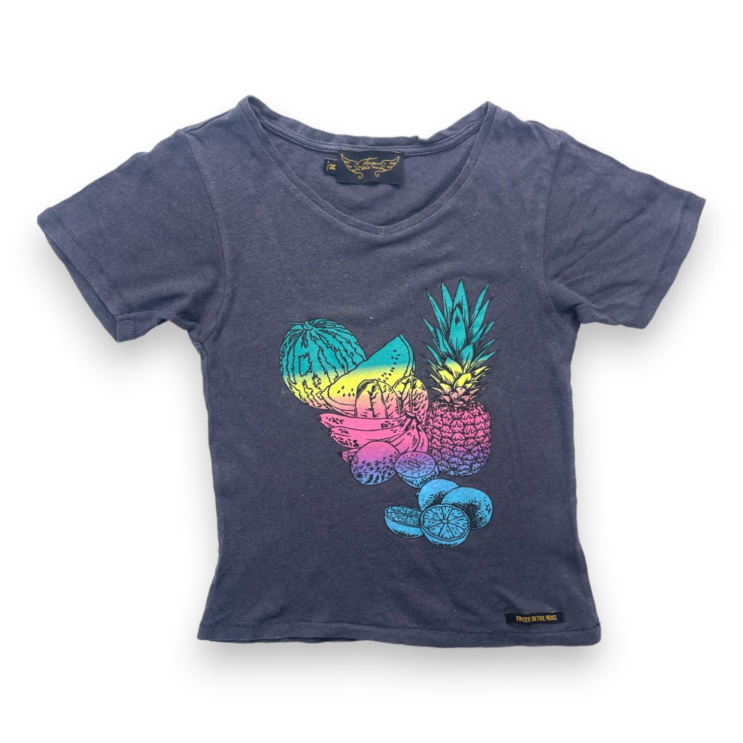 FINGER IN THE NOSE - T shirt manches courtes gris motif fruits multicolore - 4/5 ans