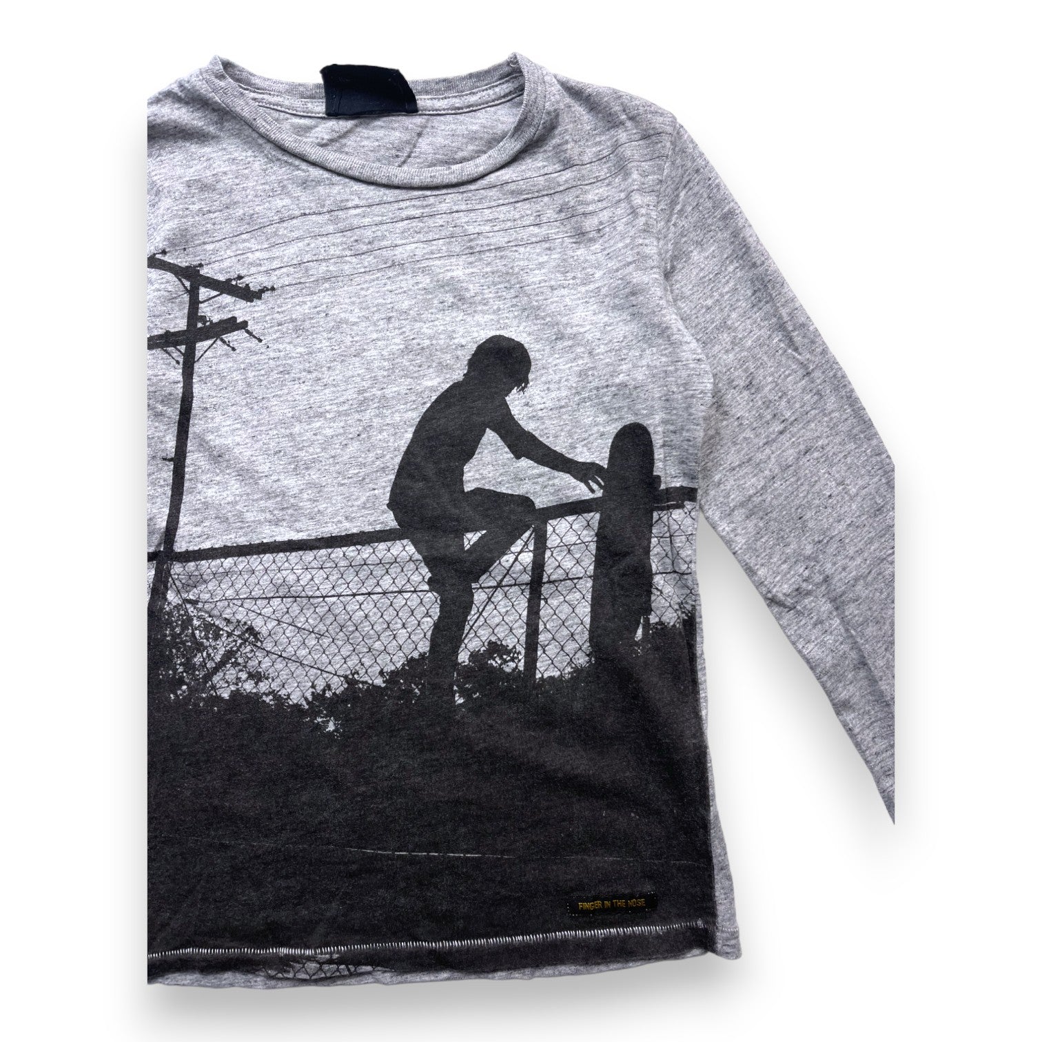 FINGER IN THE NOSE - T shirt manches longues gris à imprimé skater - 6/7 ans