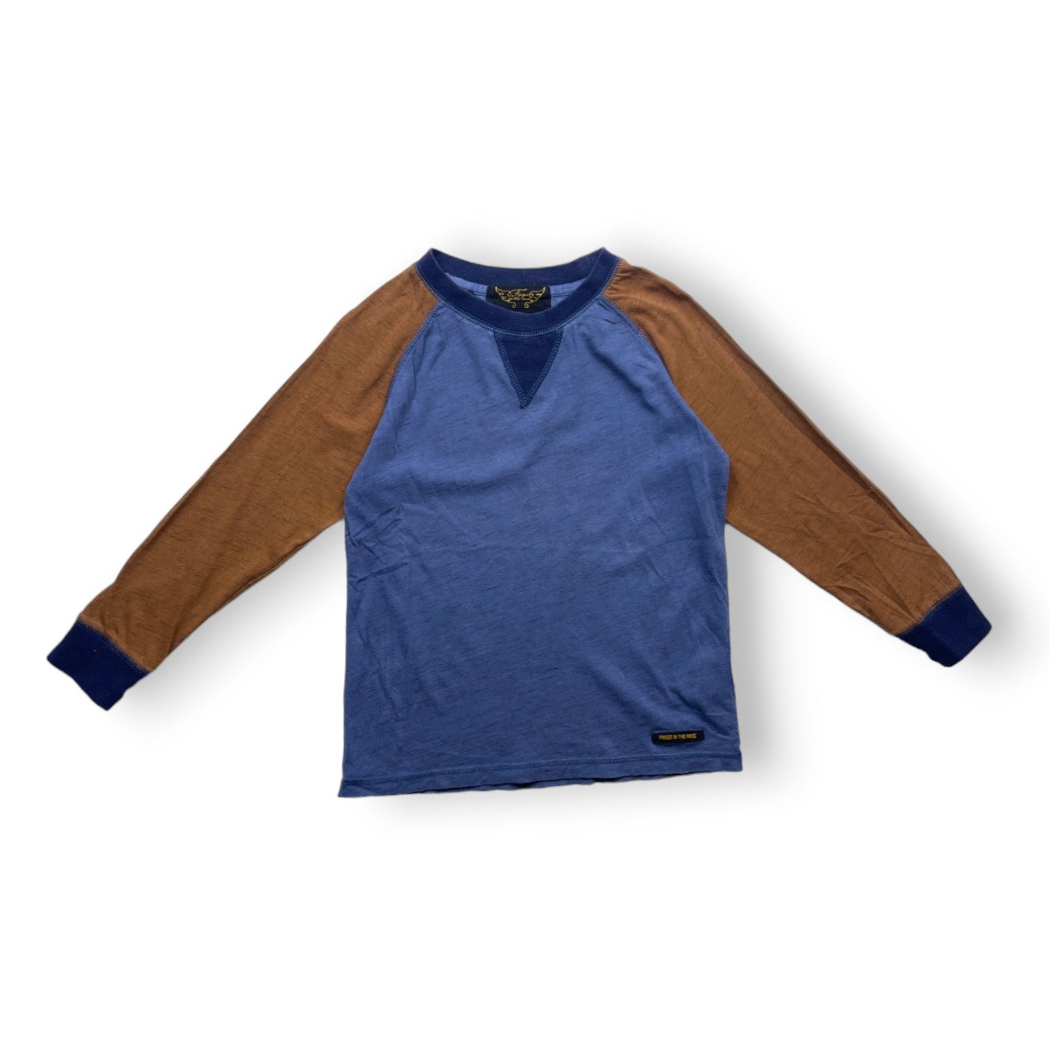 FINGER IN THE NOSE - T shirt manches longues bleu et marron - 6/7 ans