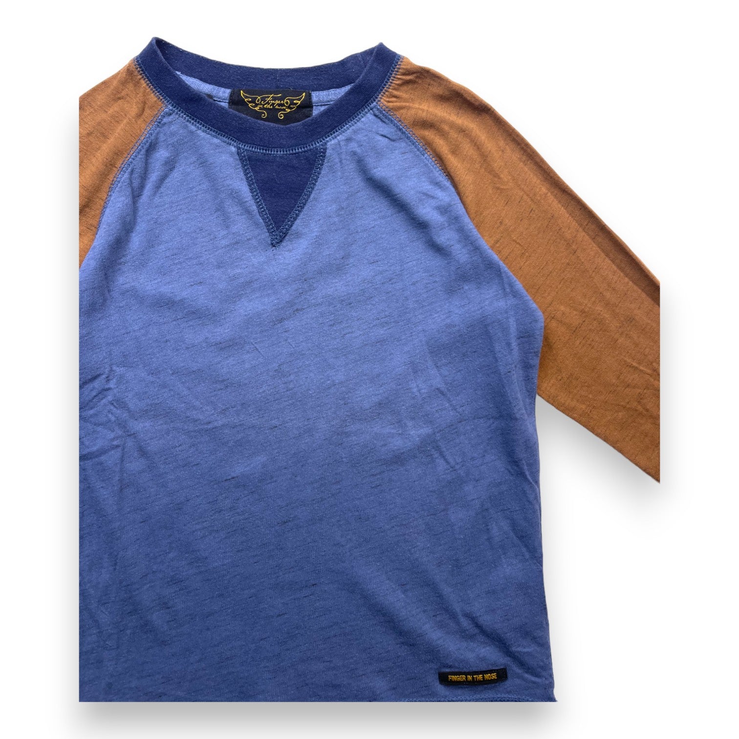FINGER IN THE NOSE - T shirt manches longues bleu et marron - 6/7 ans