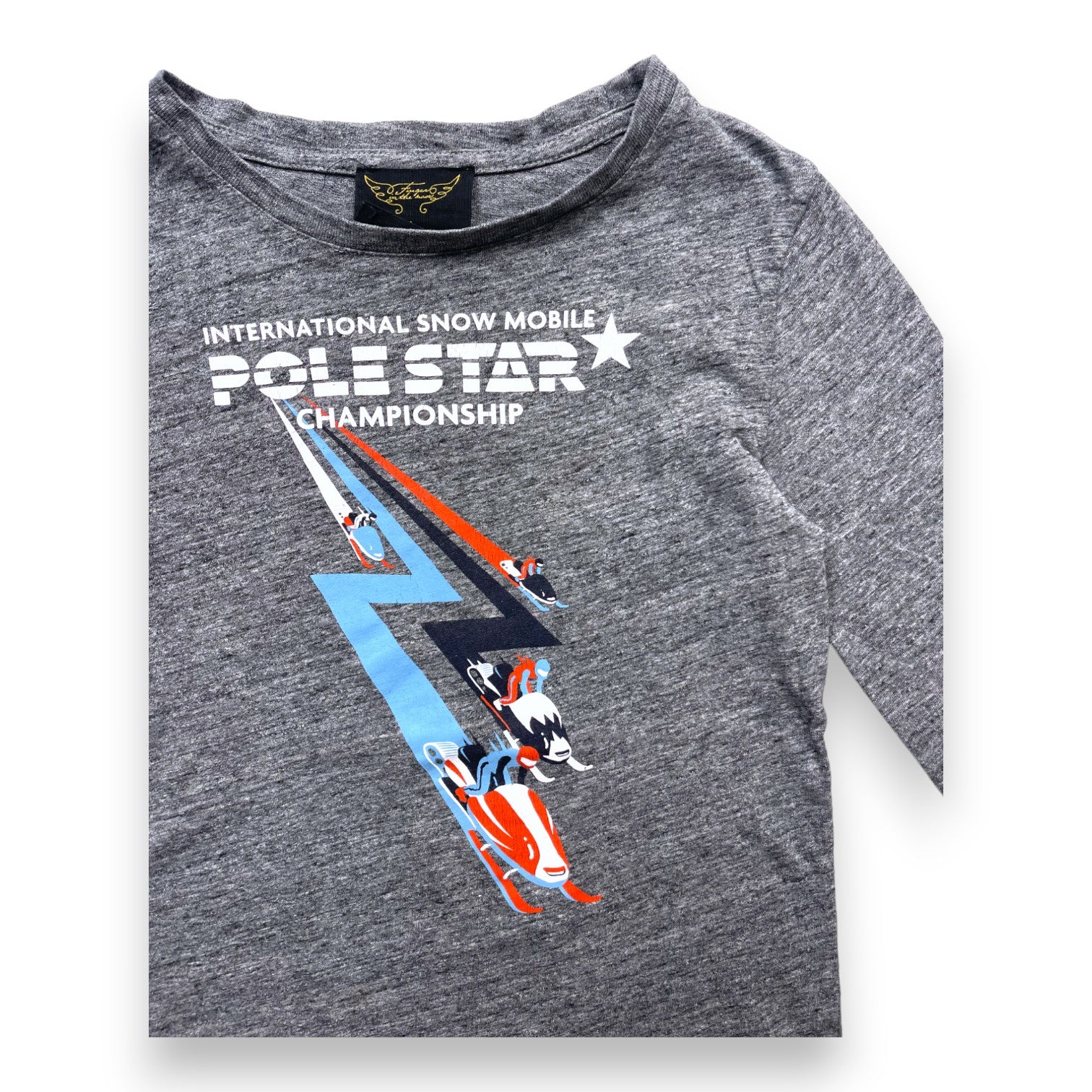 FINGER IN THE NOSE - T shirt manches longues gris chiné "Pole Star Championship" - 6/7 ans
