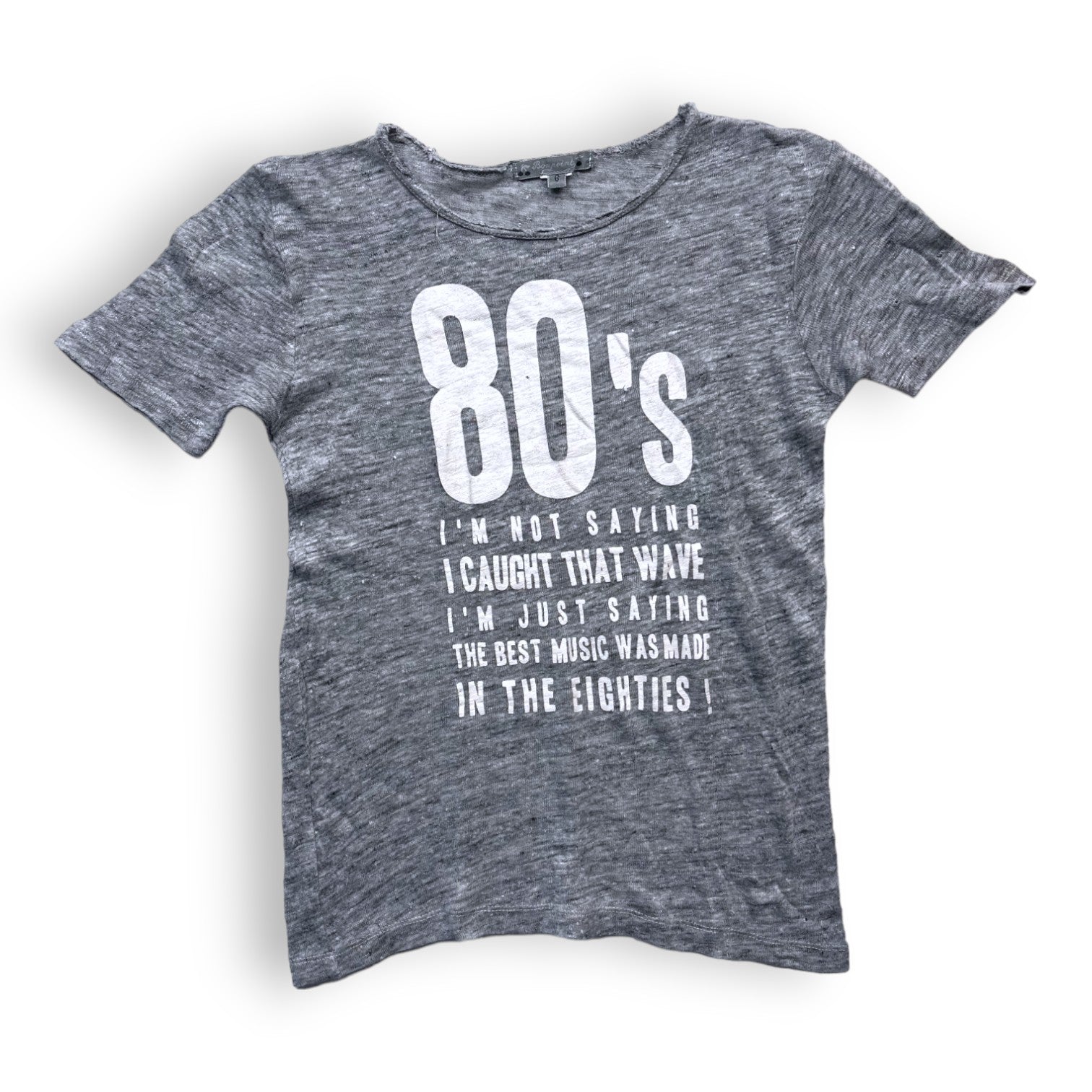 BONPOINT - T shirt en lin manches courtes gris chiné "80's" - 6 ans