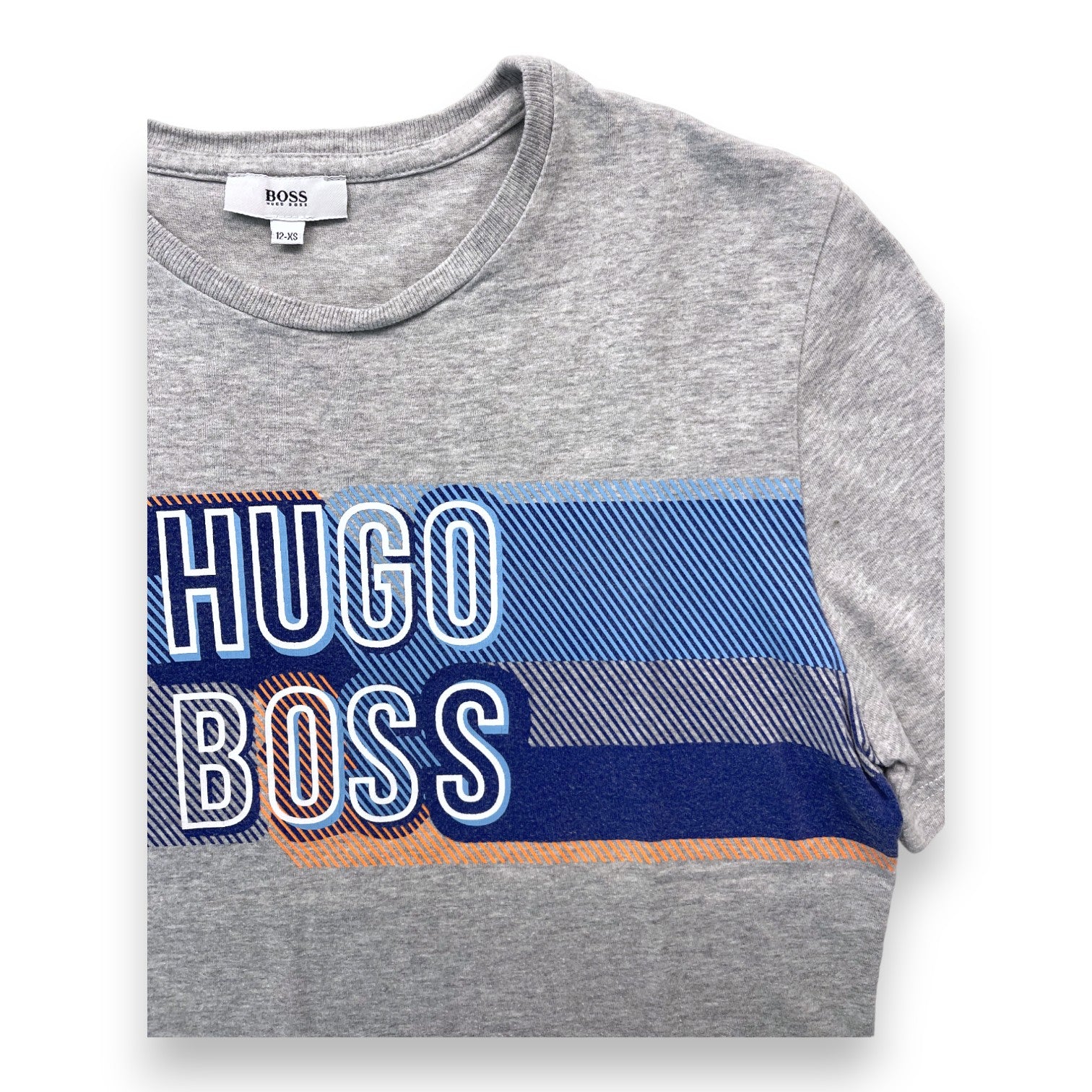HUGO BOSS - T shirt gris à motifs - 12 ans