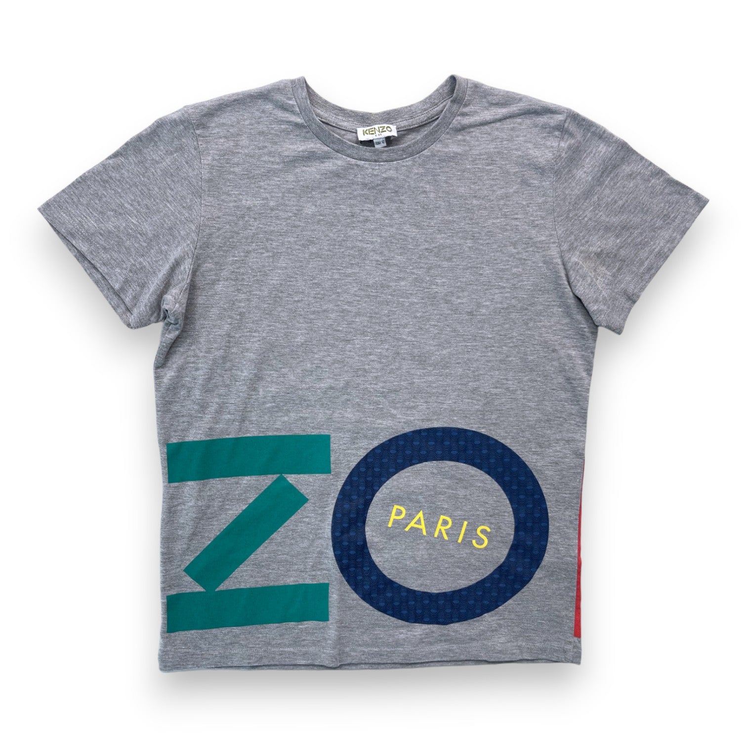 KENZO - T shirt gris logo multicolore - 12 ans