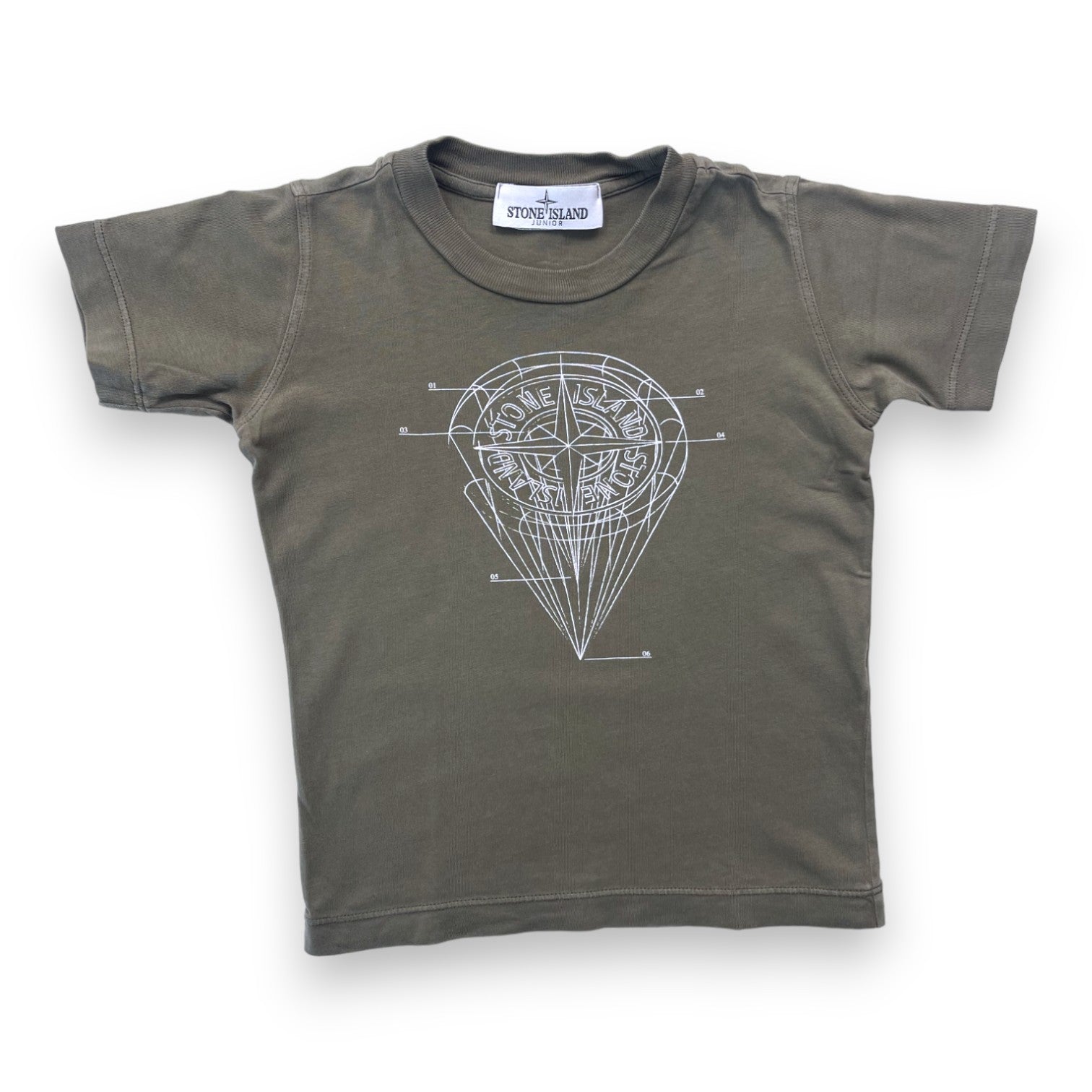 STONE ISLAND - T shirt kaki motif boussole et logo - 2 ans