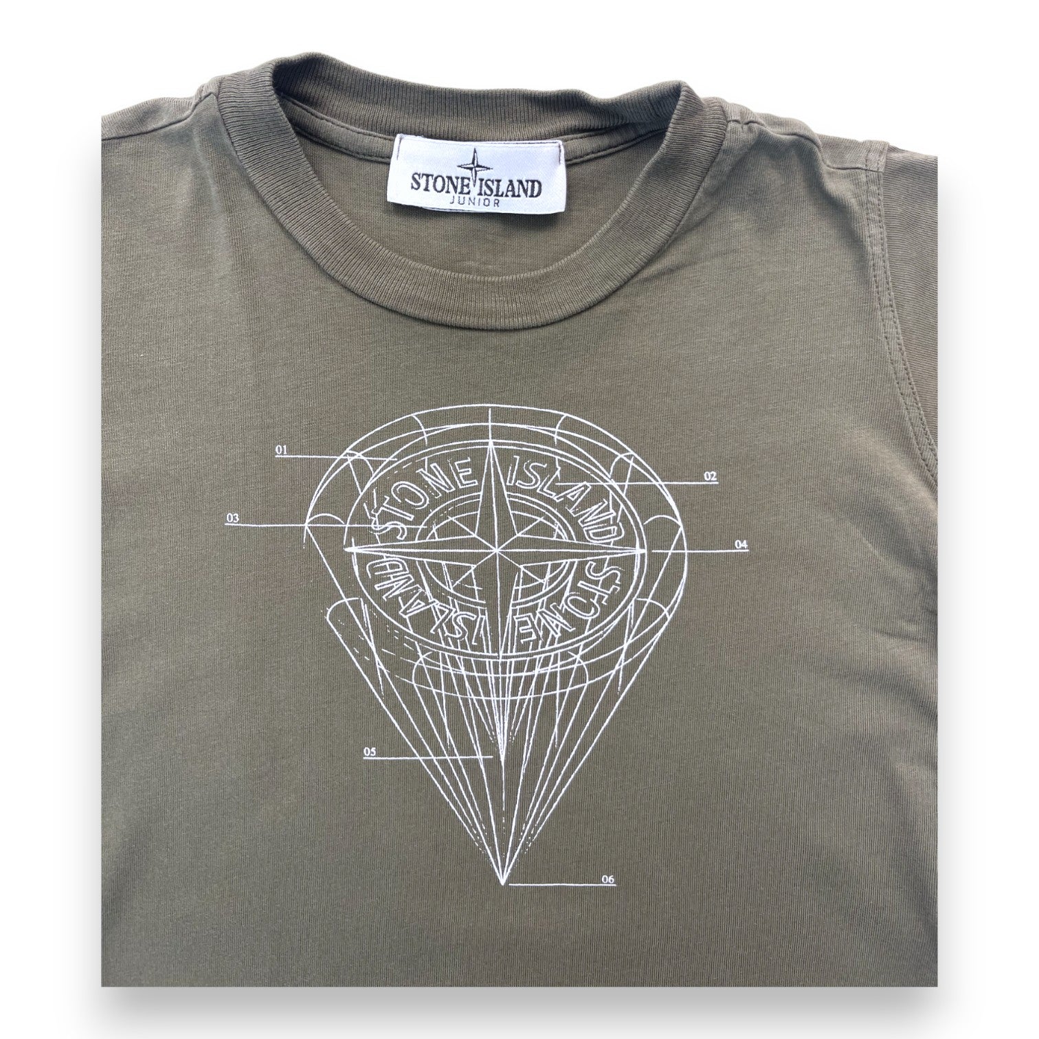 STONE ISLAND - T shirt kaki motif boussole et logo - 2 ans