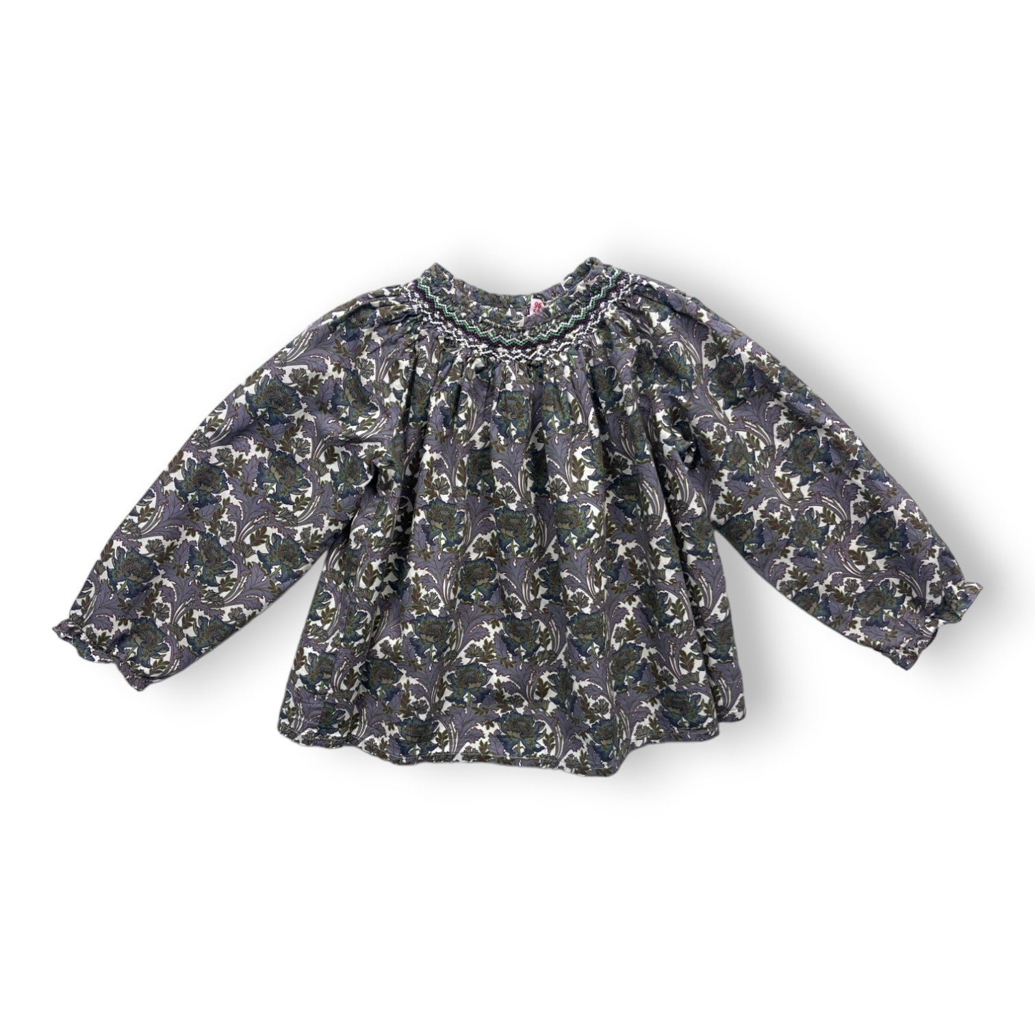 BONPOINT - Blouse violette smockée à fleurs - 3 ans