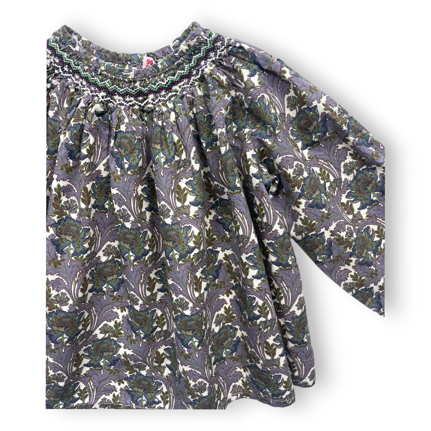 BONPOINT - Blouse violette smockée à fleurs - 3 ans