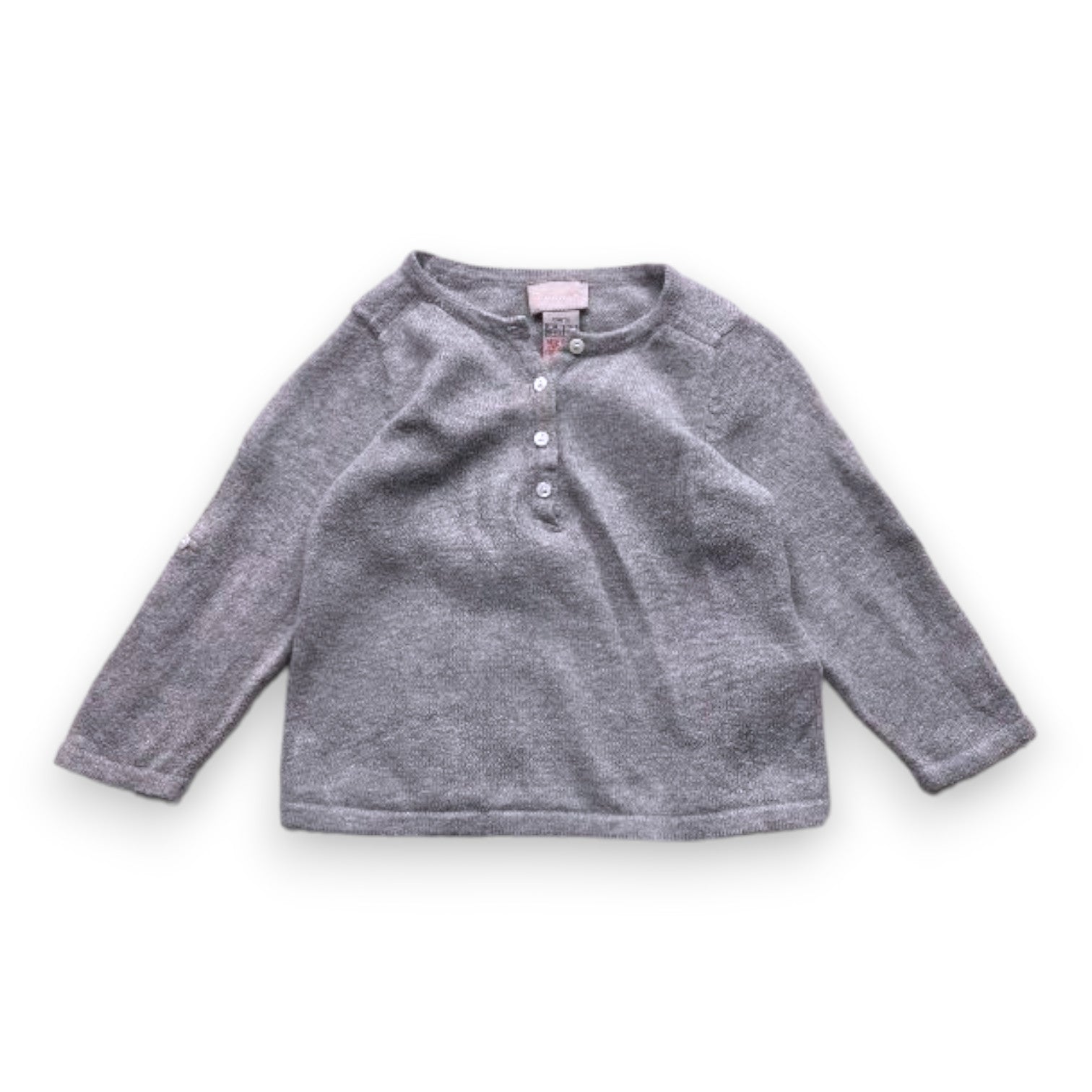 CYRILLUS - Grauer Pullover mit Aufdrucken auf der Rückseite - 12 Monate