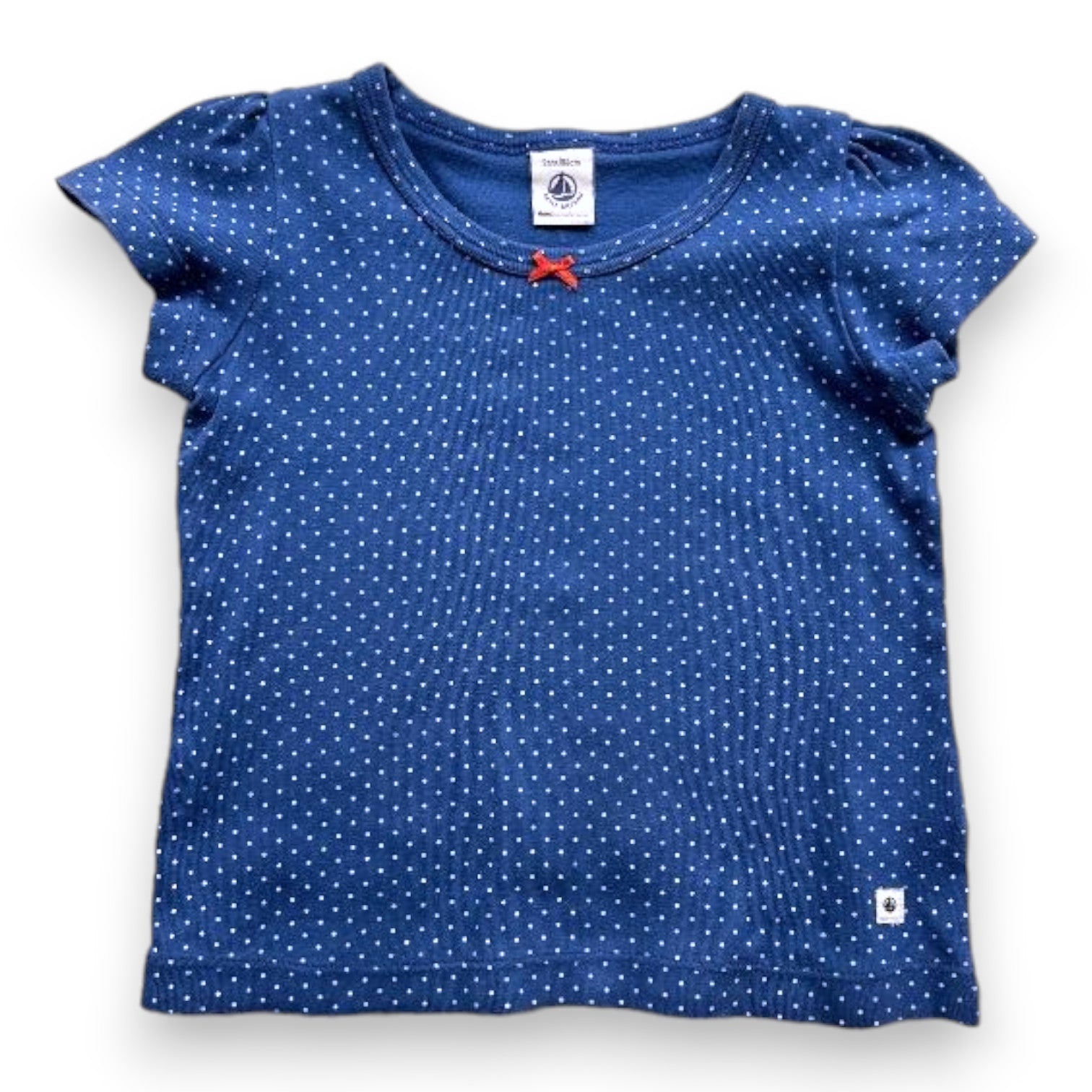 PETIT BATEAU - T-shirt bleu à pois - 2 ans
