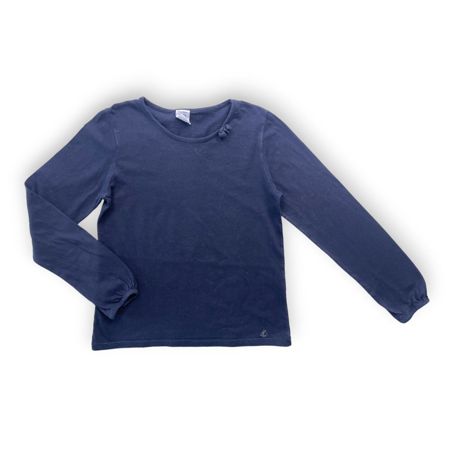 PETIT BATEAU - T shirt manches longues bleu marine - 10 ans