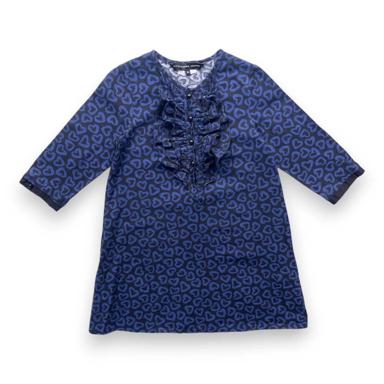 MARC JACOBS - Robe bleue et noire motifs coeurs - 6 ans